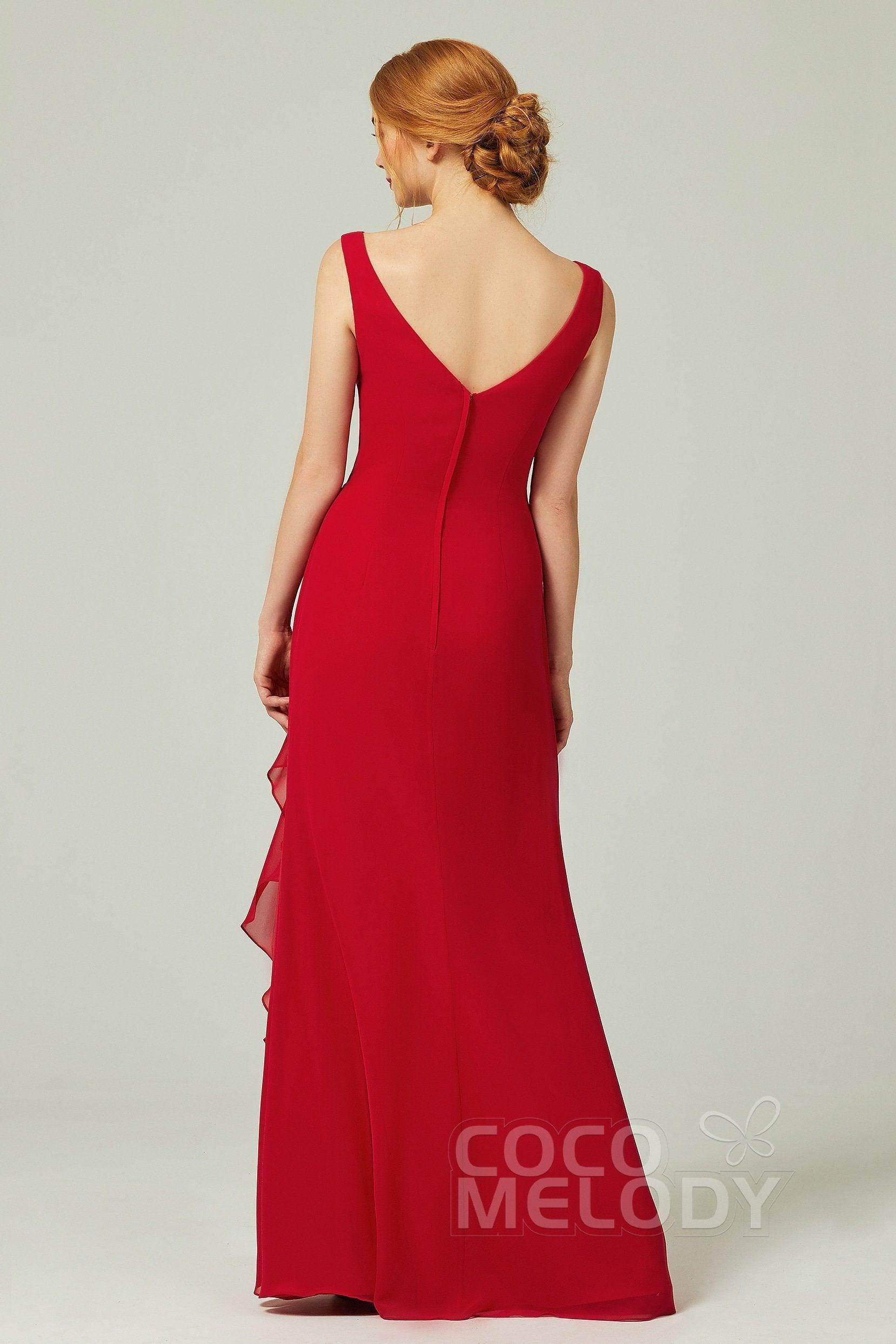 Sheath-Column Floor Length Chiffon Bridesmaid Dress Formal Dresses CB0344PS