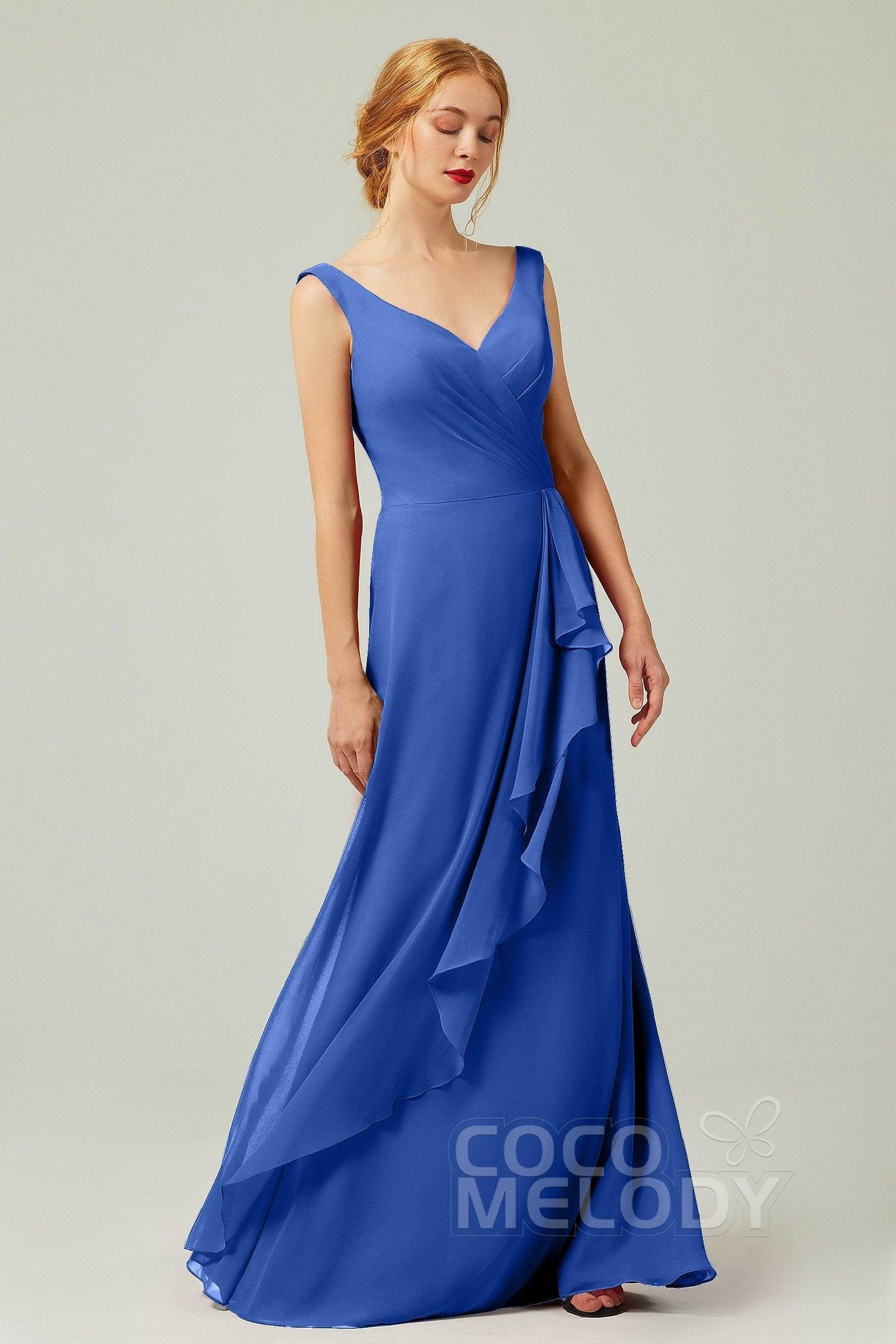 Sheath-Column Floor Length Chiffon Bridesmaid Dress Formal Dresses CB0344