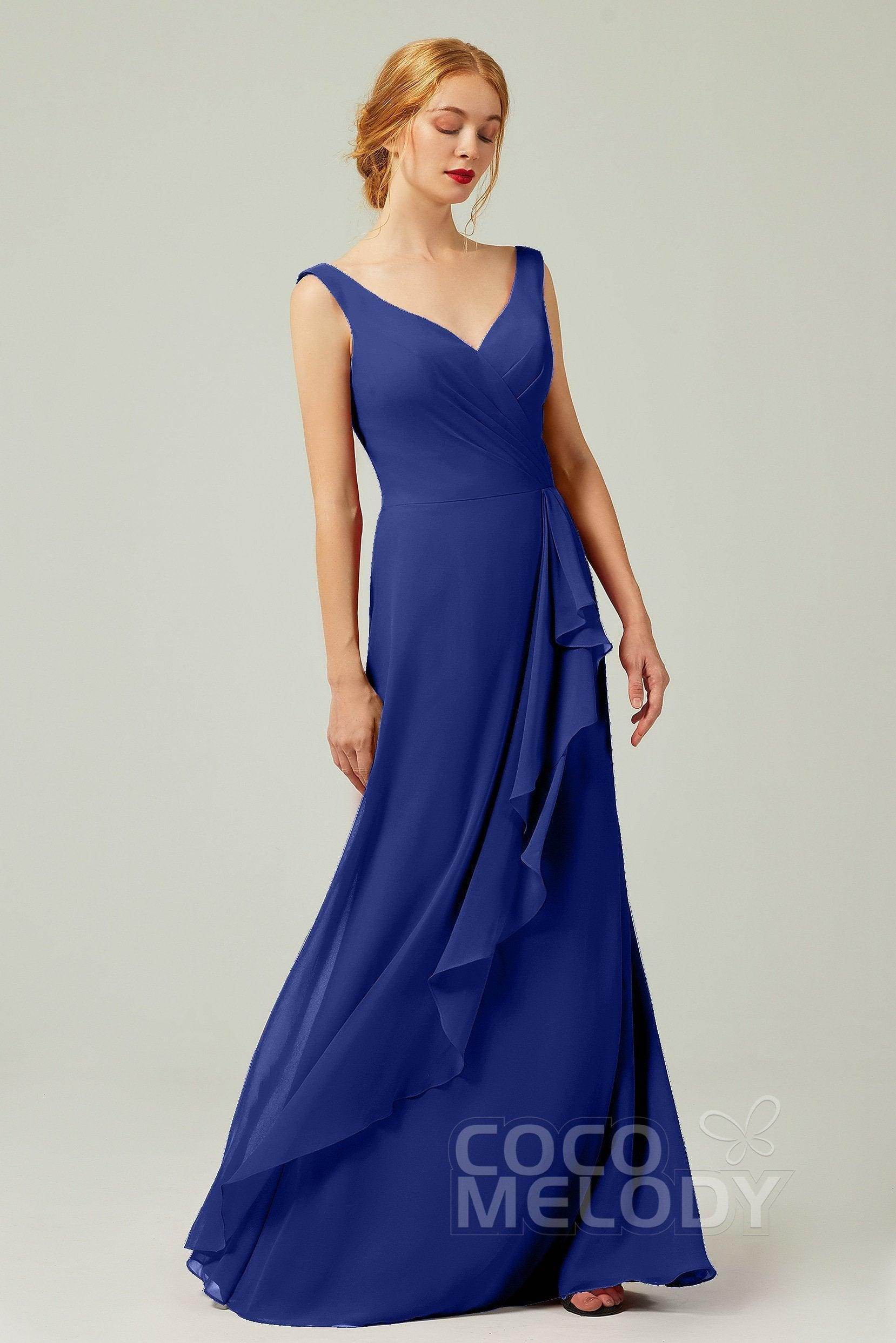 Sheath-Column Floor Length Chiffon Bridesmaid Dress Formal Dresses CB0344PS