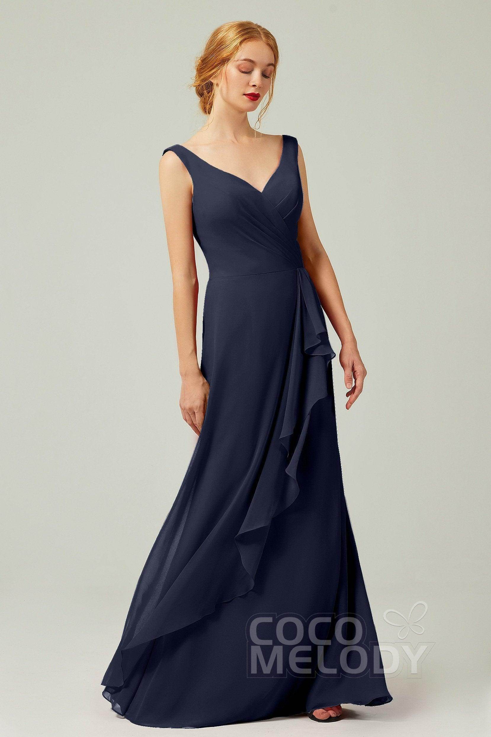 Sheath-Column Floor Length Chiffon Bridesmaid Dress Formal Dresses CB0344PS