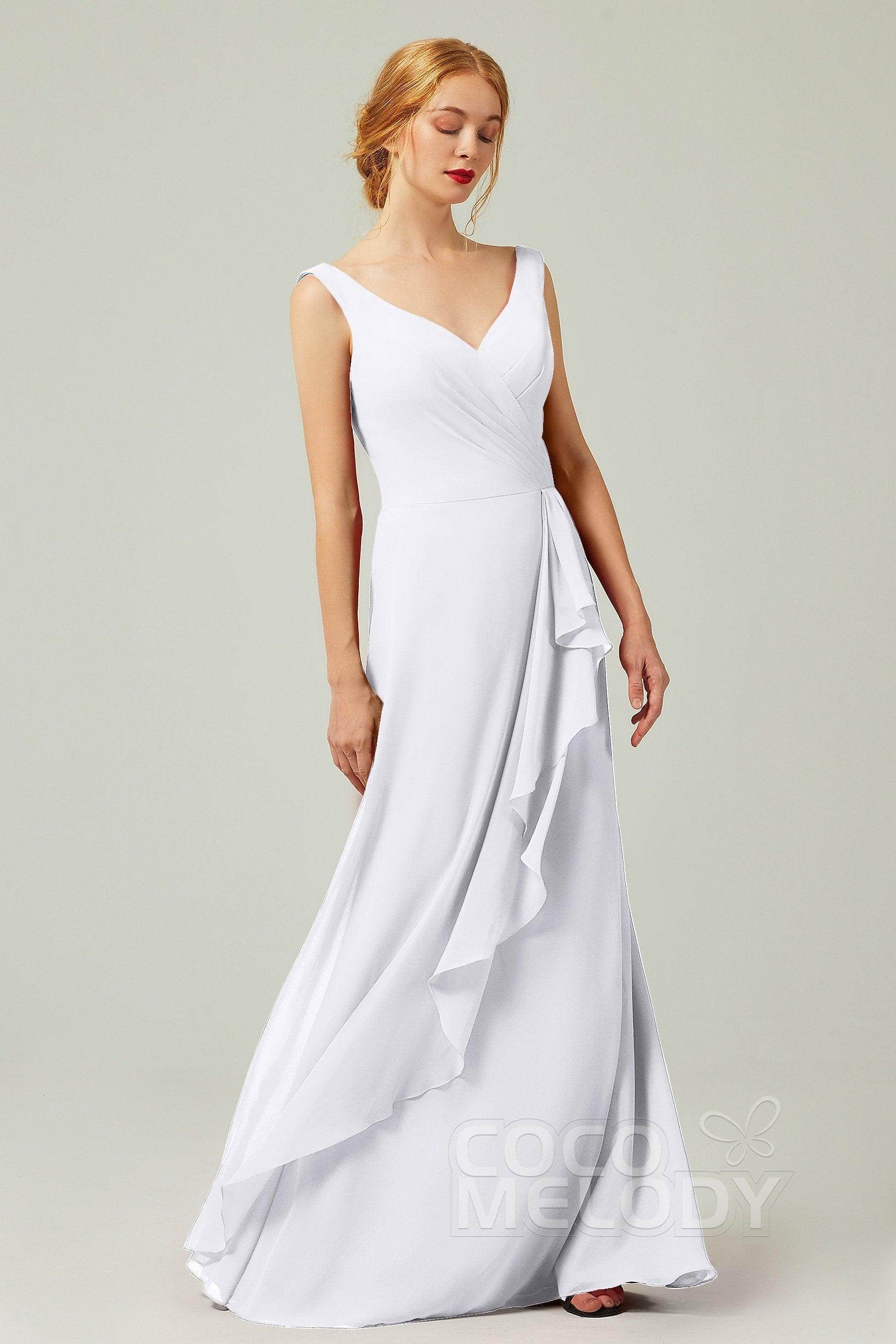 Sheath-Column Floor Length Chiffon Bridesmaid Dress Formal Dresses CB0344PS