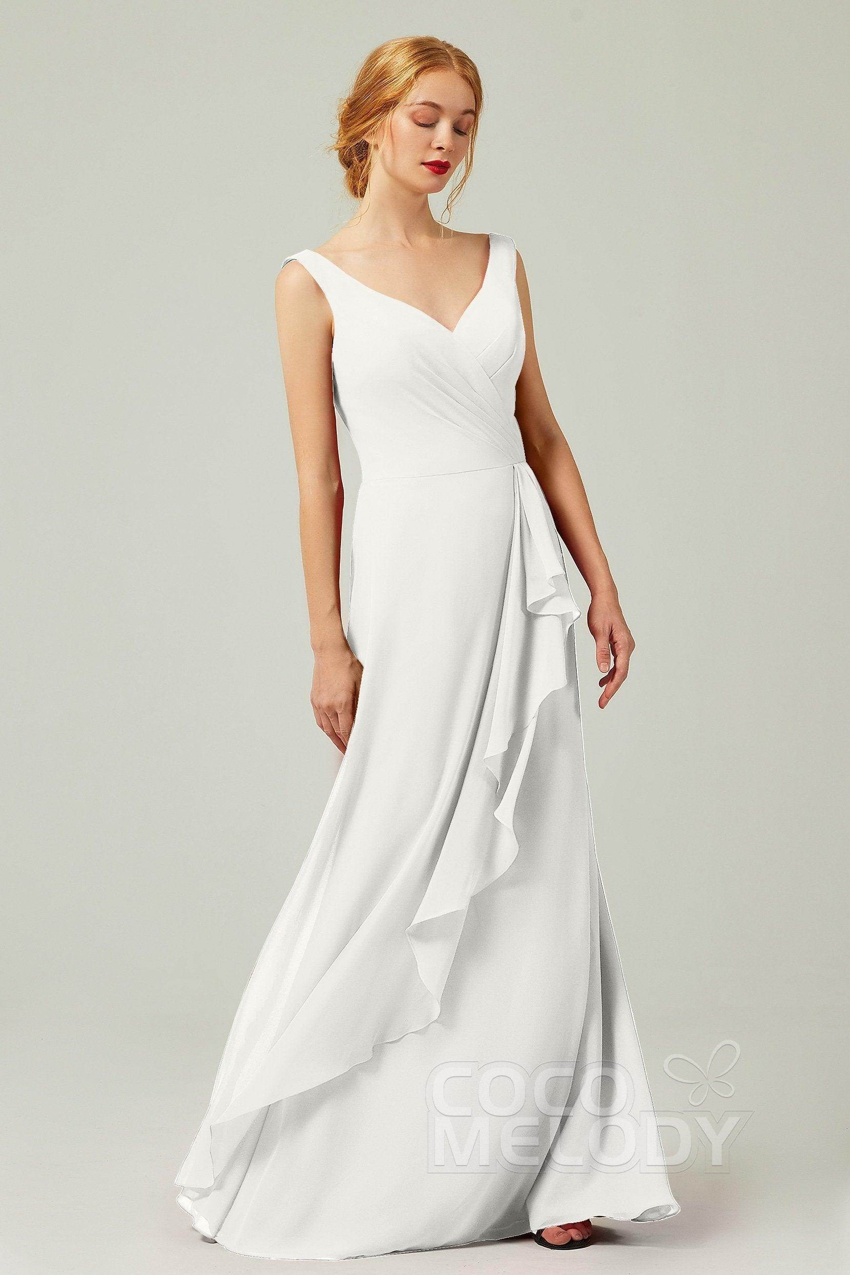 Sheath-Column Floor Length Chiffon Bridesmaid Dress Formal Dresses CB0344