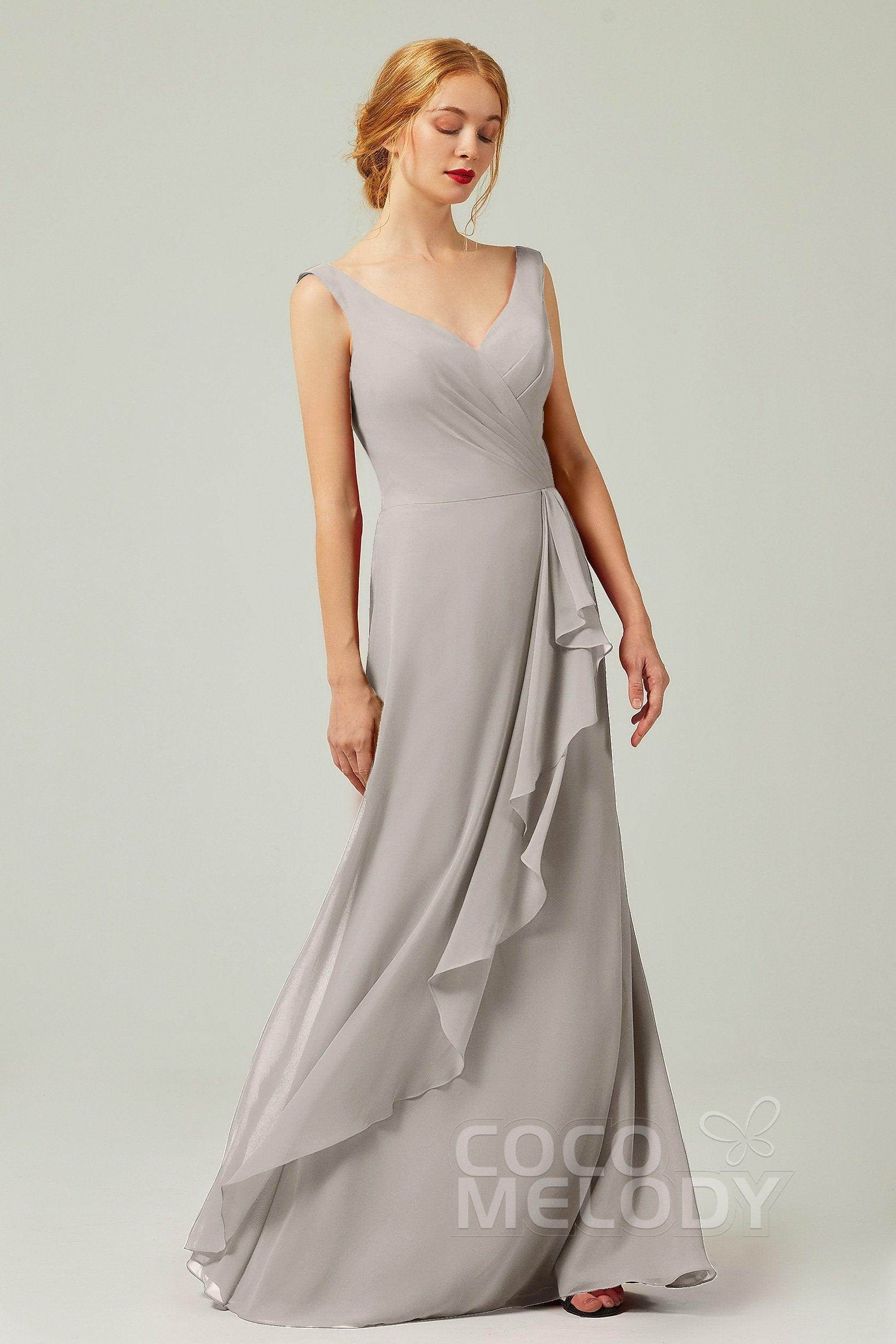 Sheath-Column Floor Length Chiffon Bridesmaid Dress Formal Dresses CB0344PS