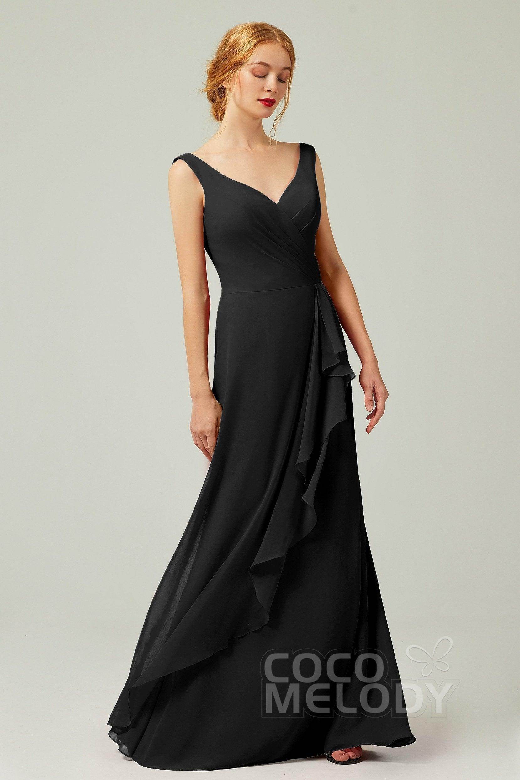 Sheath-Column Floor Length Chiffon Bridesmaid Dress Formal Dresses CB0344PS
