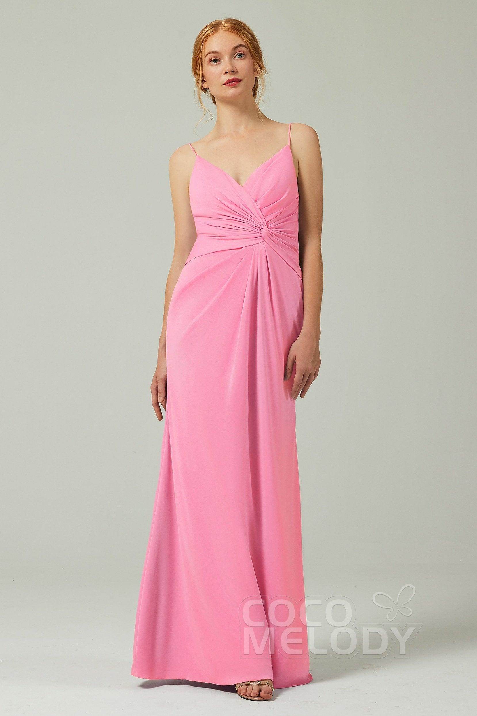 Sheath-Column Floor Length Chiffon Bridesmaid Dress CB0350