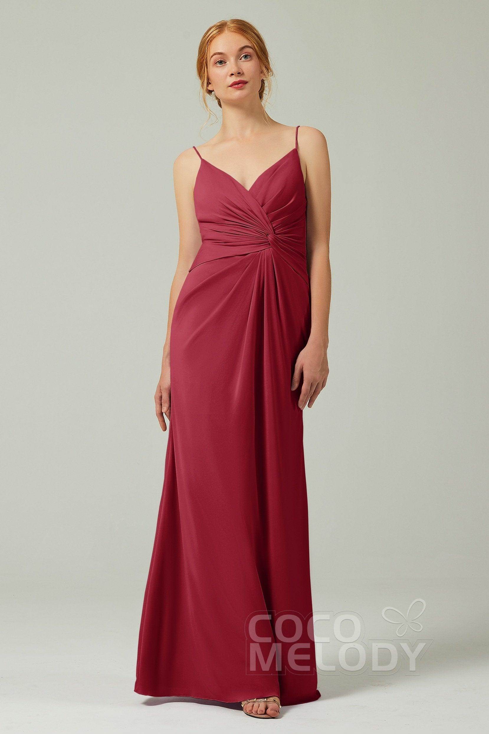 Sheath-Column Floor Length Chiffon Bridesmaid Dress CB0350