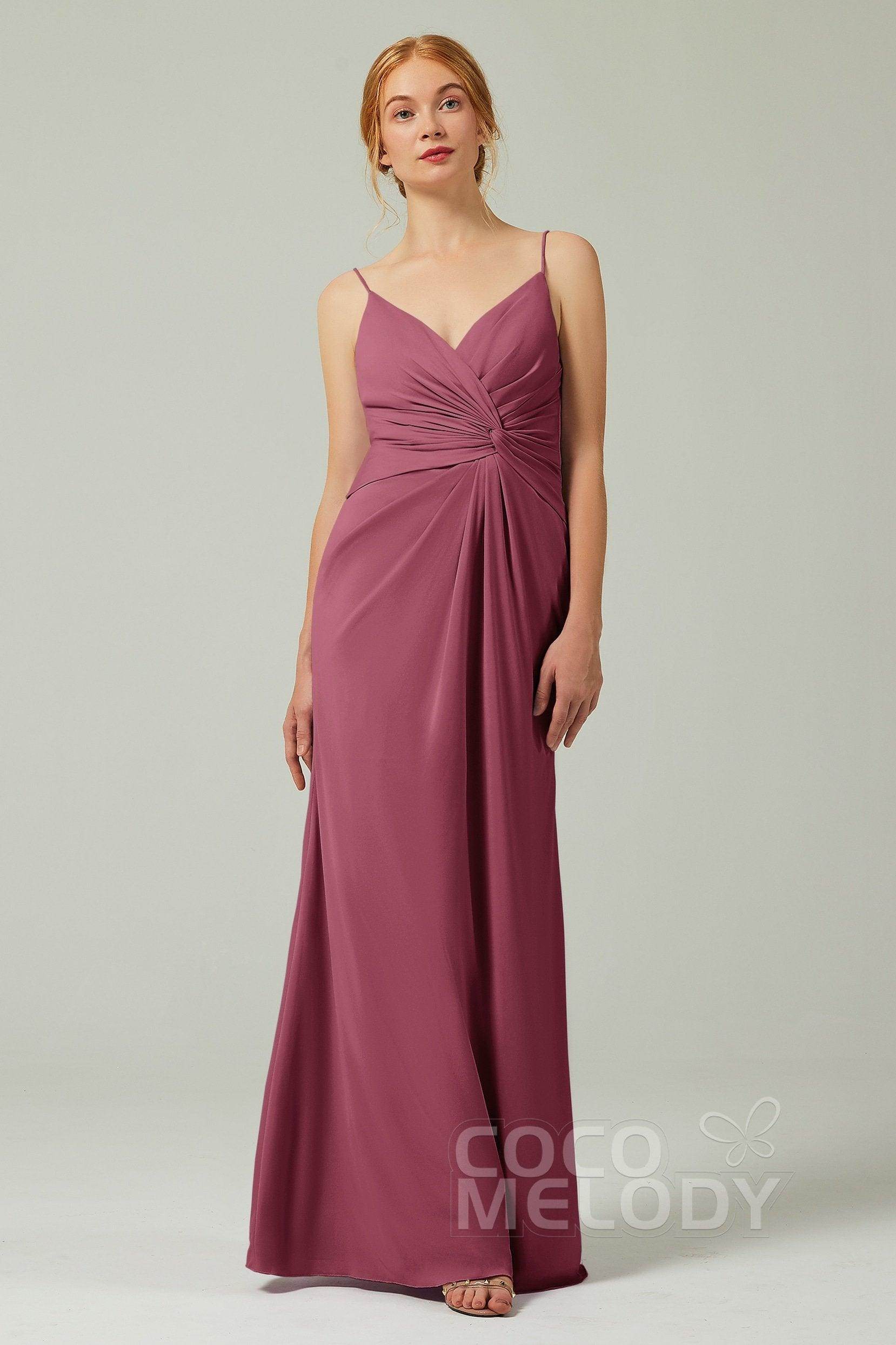 Sheath-Column Floor Length Chiffon Bridesmaid Dress CB0350