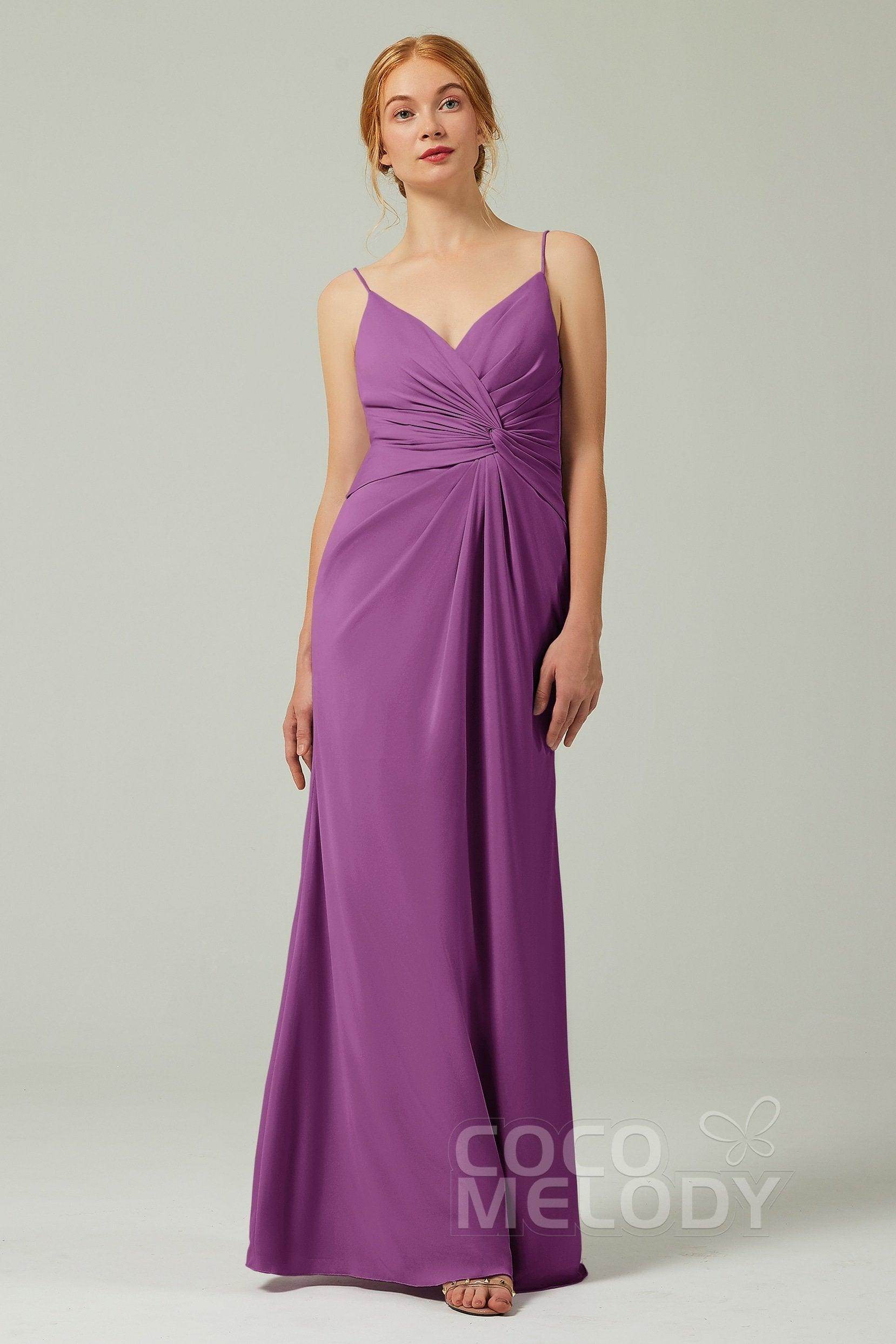 Sheath-Column Floor Length Chiffon Bridesmaid Dress CB0350