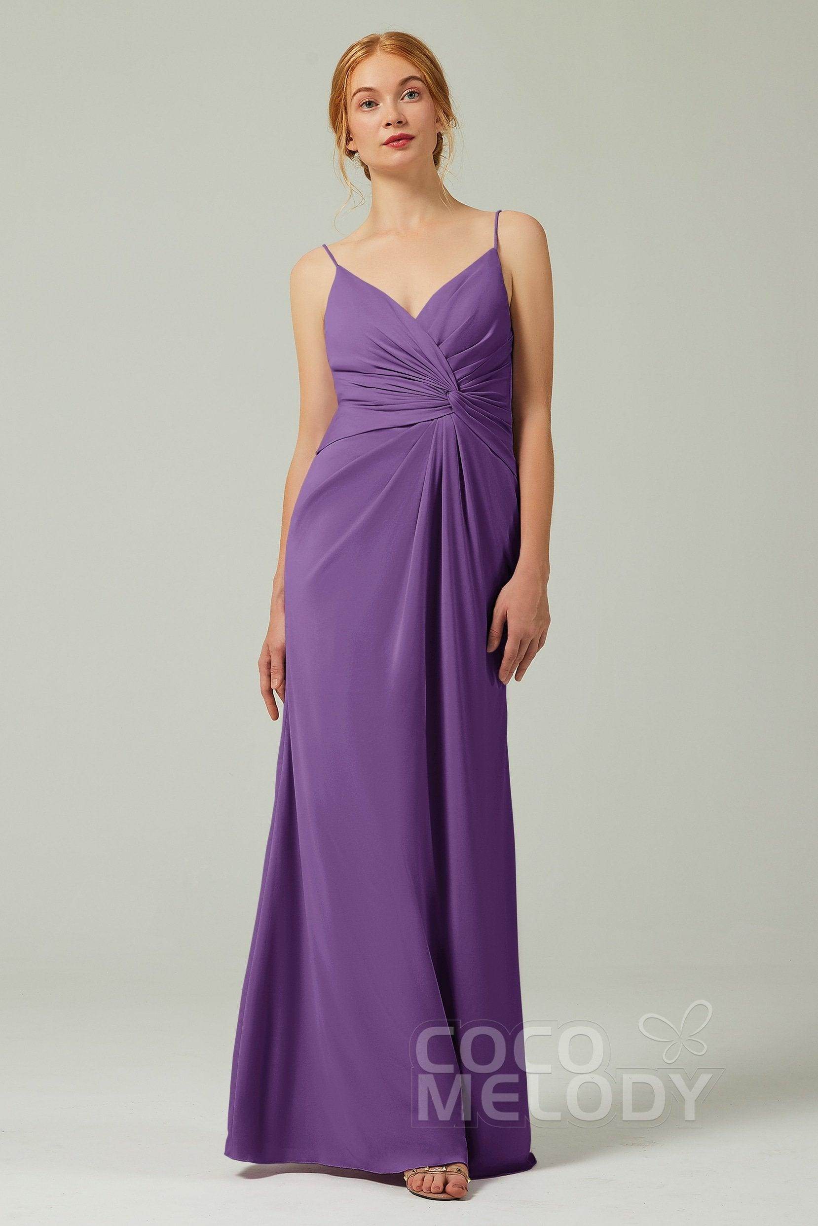 Sheath-Column Floor Length Chiffon Bridesmaid Dress CB0350