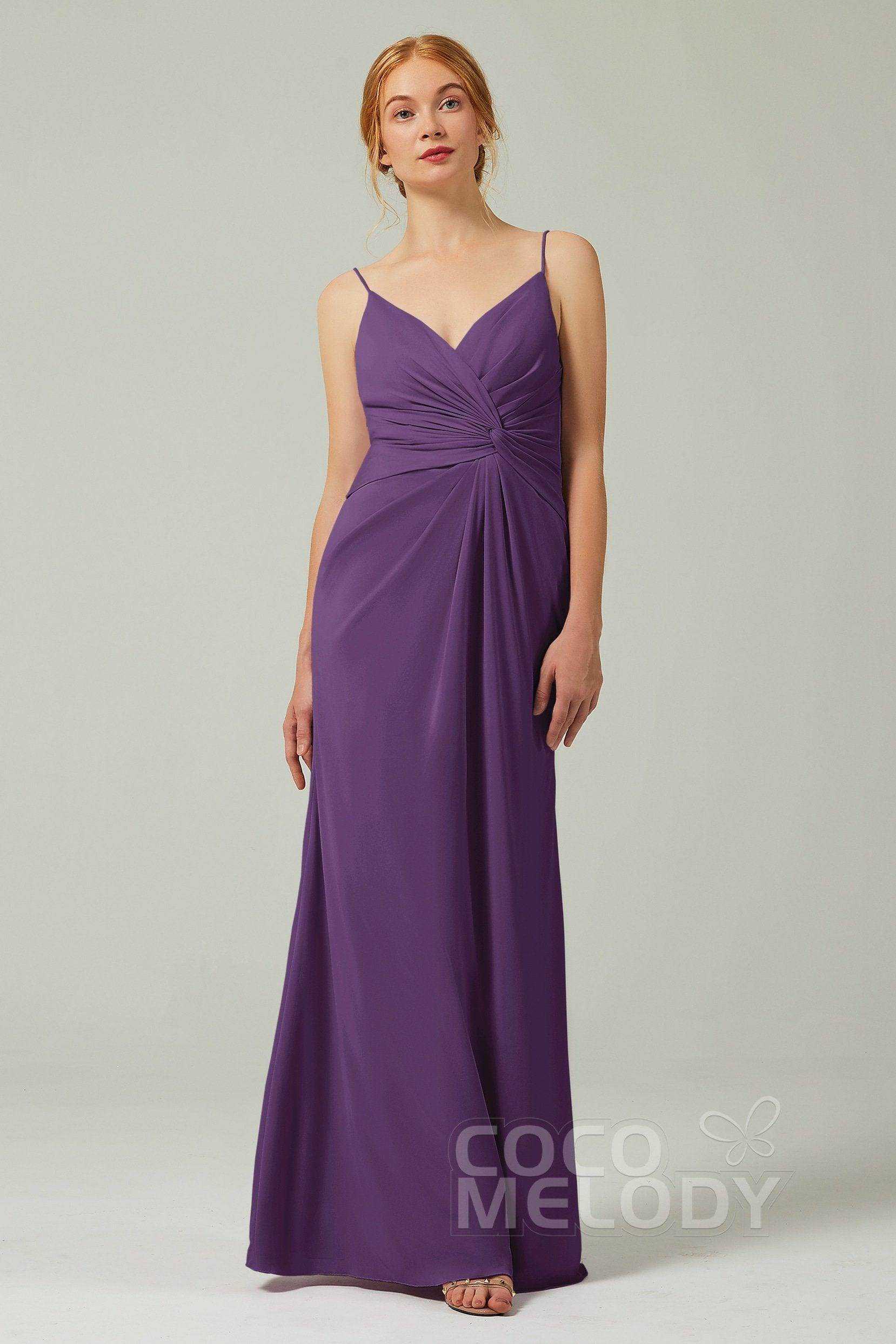 Sheath-Column Floor Length Chiffon Bridesmaid Dress CB0350