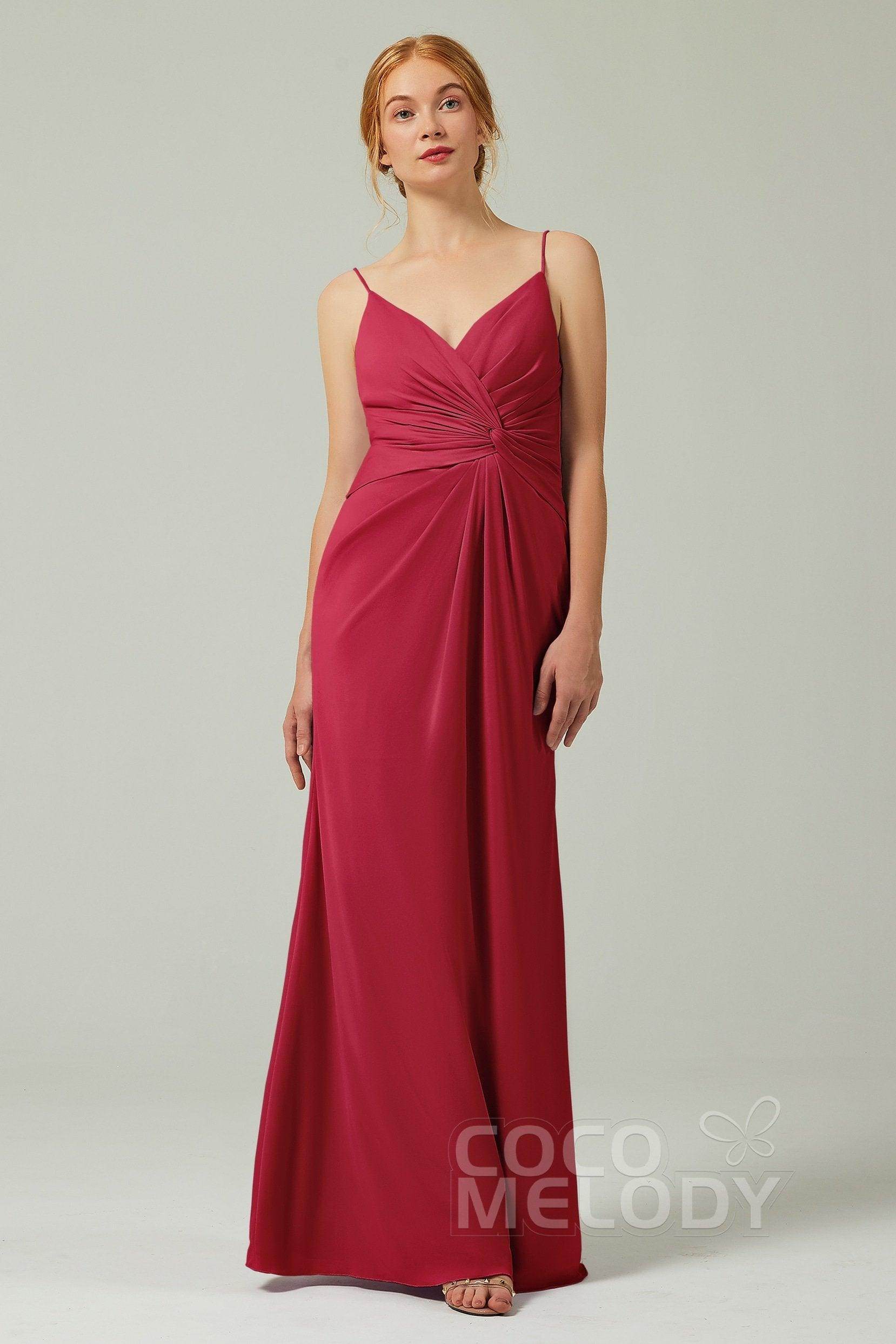 Sheath-Column Floor Length Chiffon Bridesmaid Dress CB0350