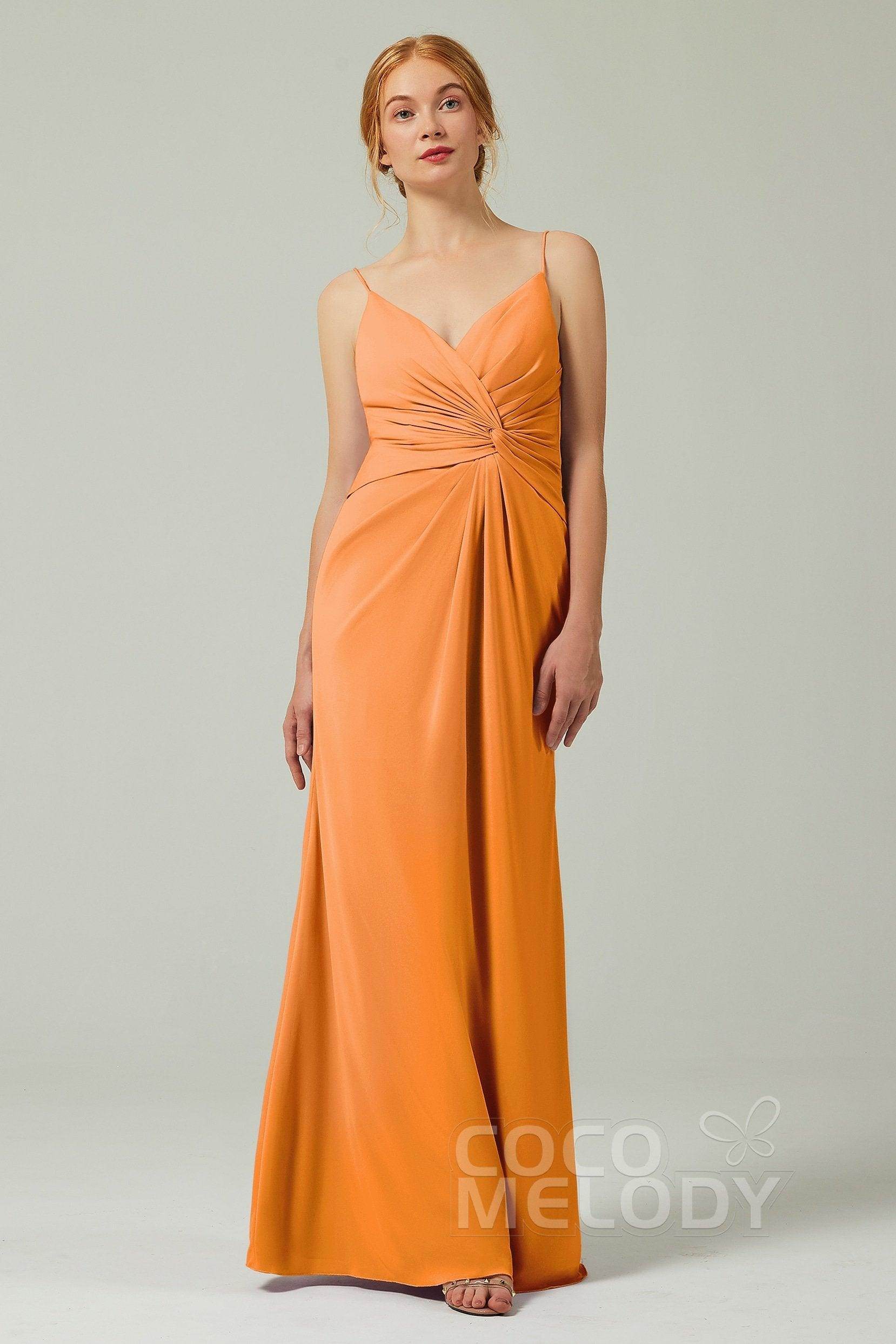 Sheath-Column Floor Length Chiffon Bridesmaid Dress CB0350
