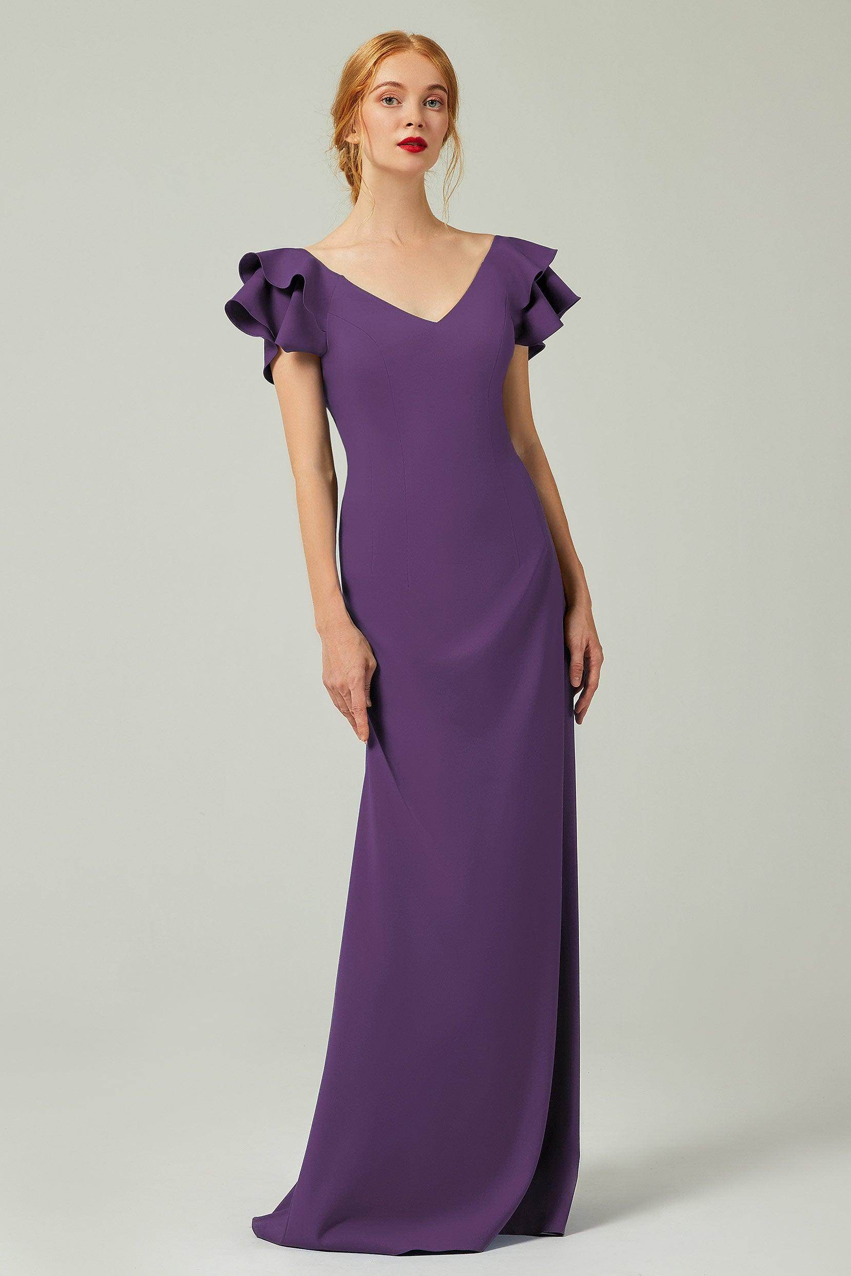 Sheath-Column Floor Length Chiffon Bridesmaid Dress Formal Dresses CB0353