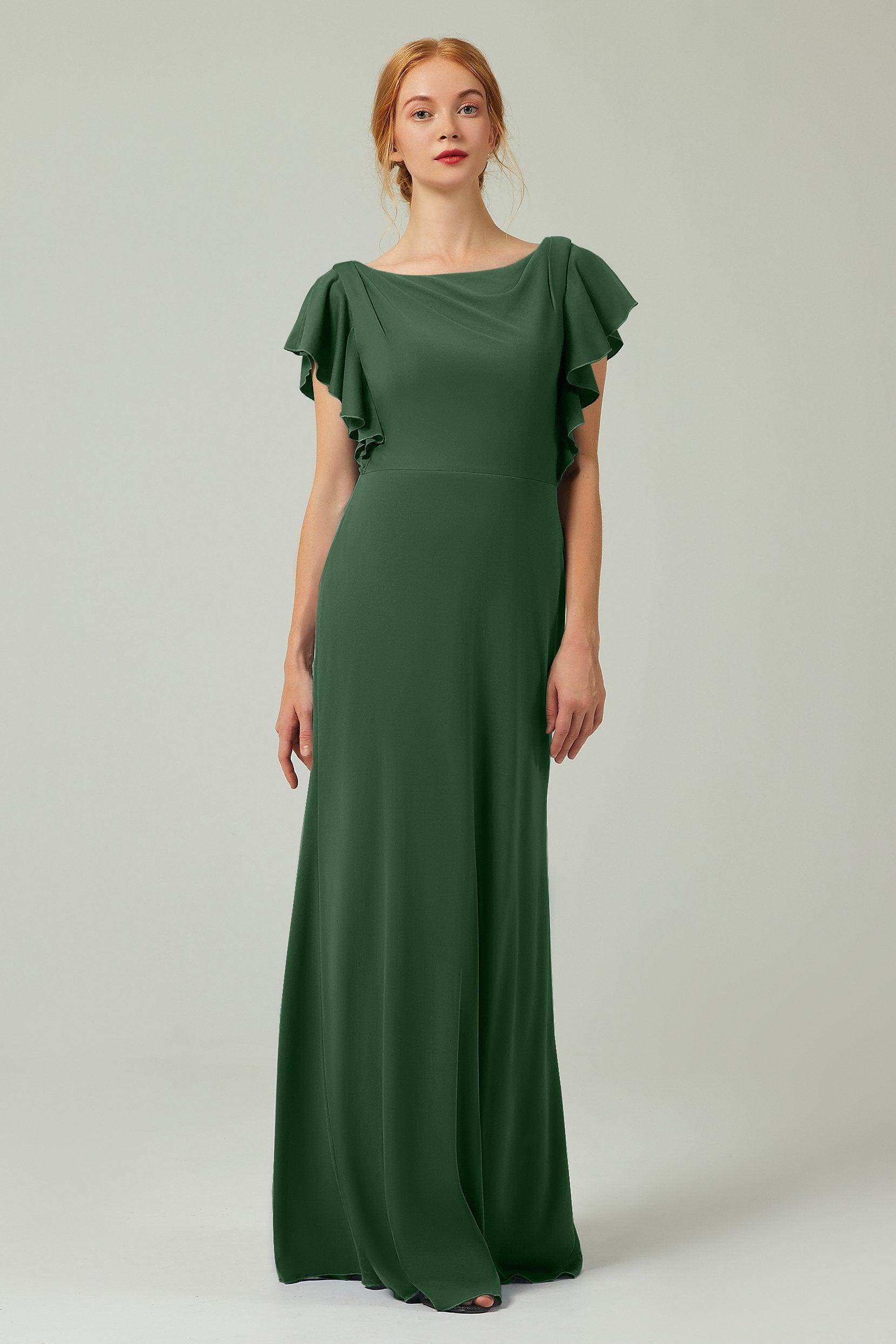 Sheath-Column Floor Length Chiffon Bridesmaid Dress Formal Dresses CB0357