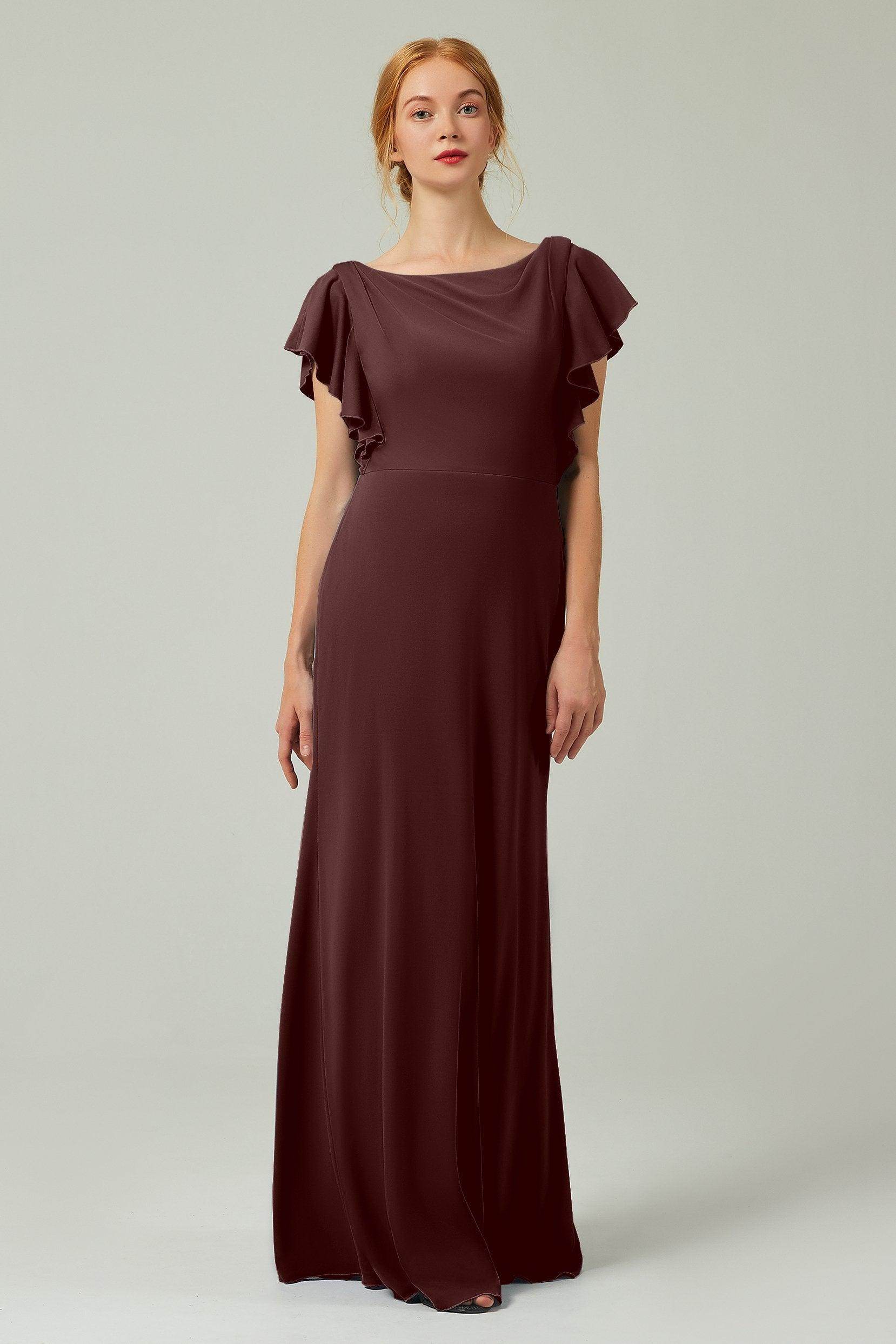 Sheath-Column Floor Length Chiffon Bridesmaid Dress Formal Dresses CB0357