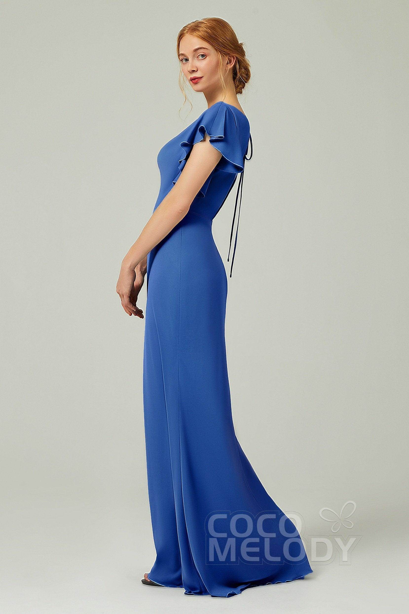 Sheath-Column Floor Length Chiffon Bridesmaid Dress Formal Dresses CB0357