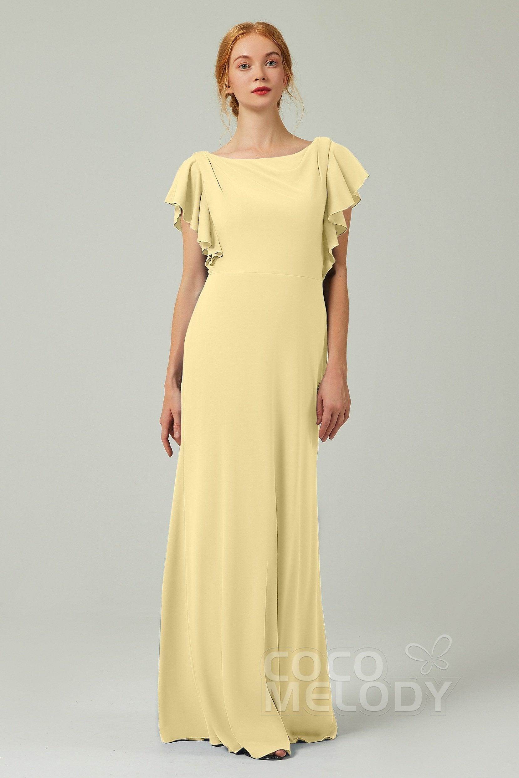 Sheath-Column Floor Length Chiffon Bridesmaid Dress Formal Dresses CB0357