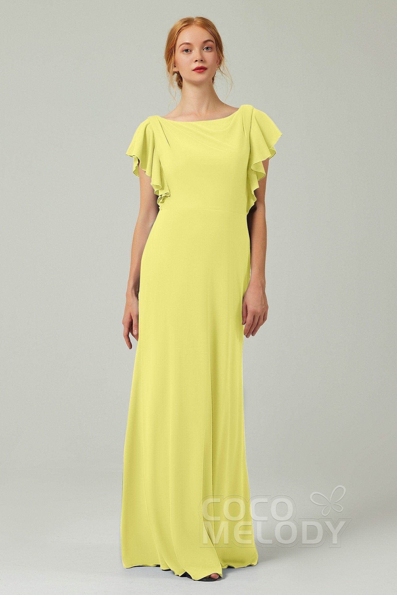 Sheath-Column Floor Length Chiffon Bridesmaid Dress Formal Dresses CB0357