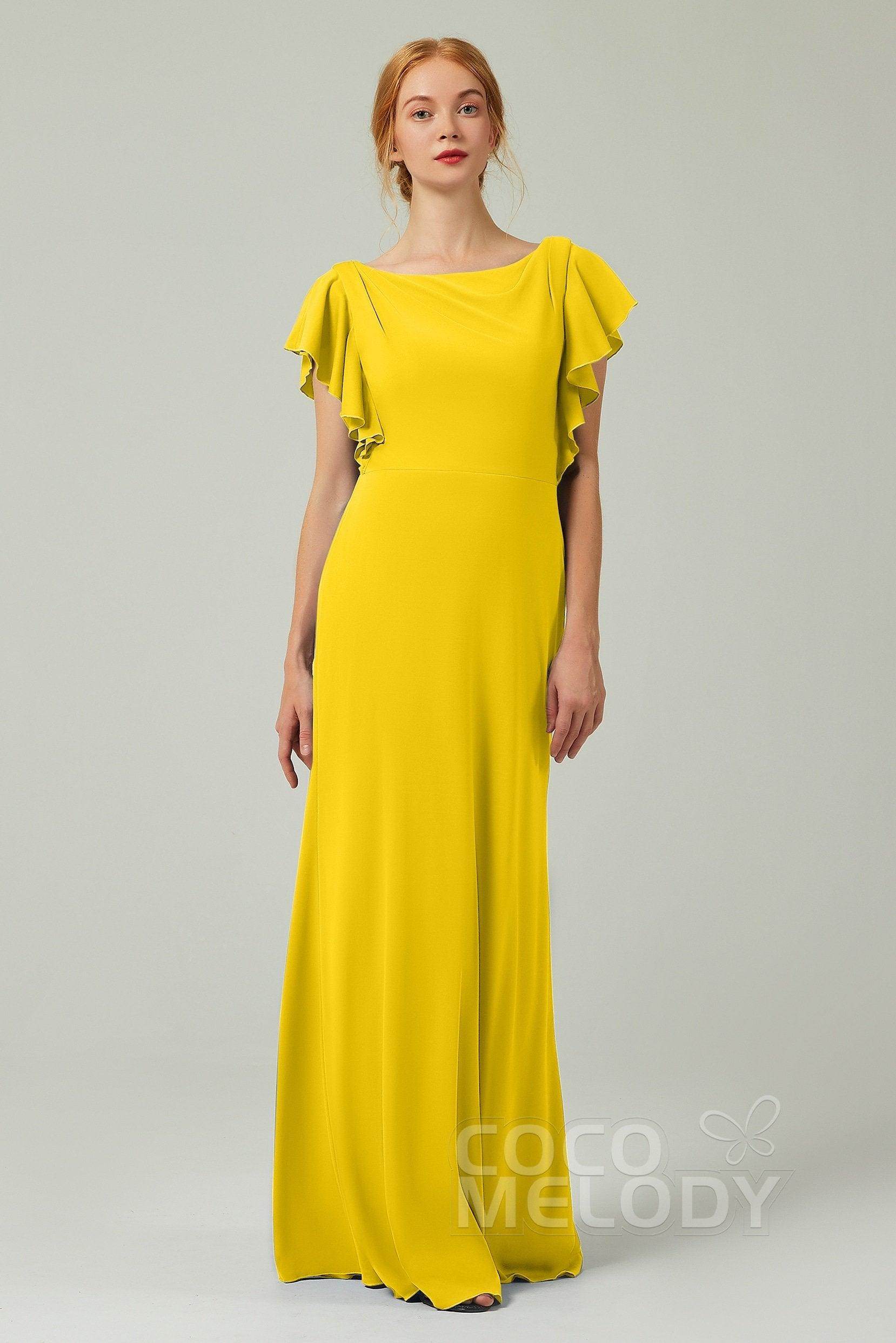 Sheath-Column Floor Length Chiffon Bridesmaid Dress Formal Dresses CB0357