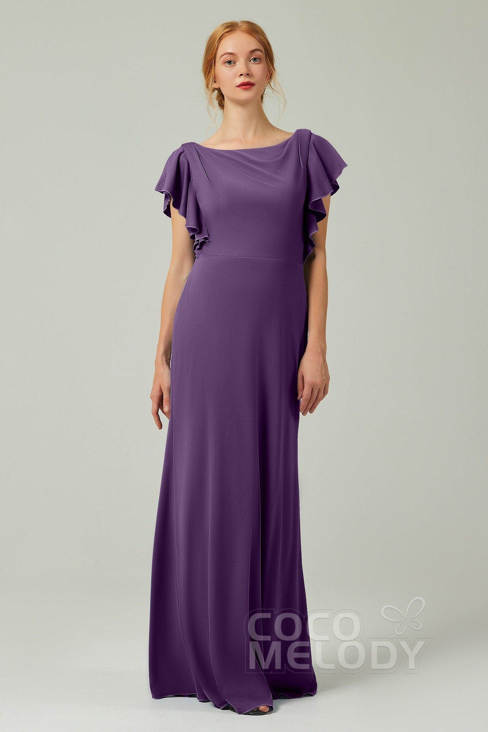 Sheath-Column Floor Length Chiffon Bridesmaid Dress Formal Dresses CB0357