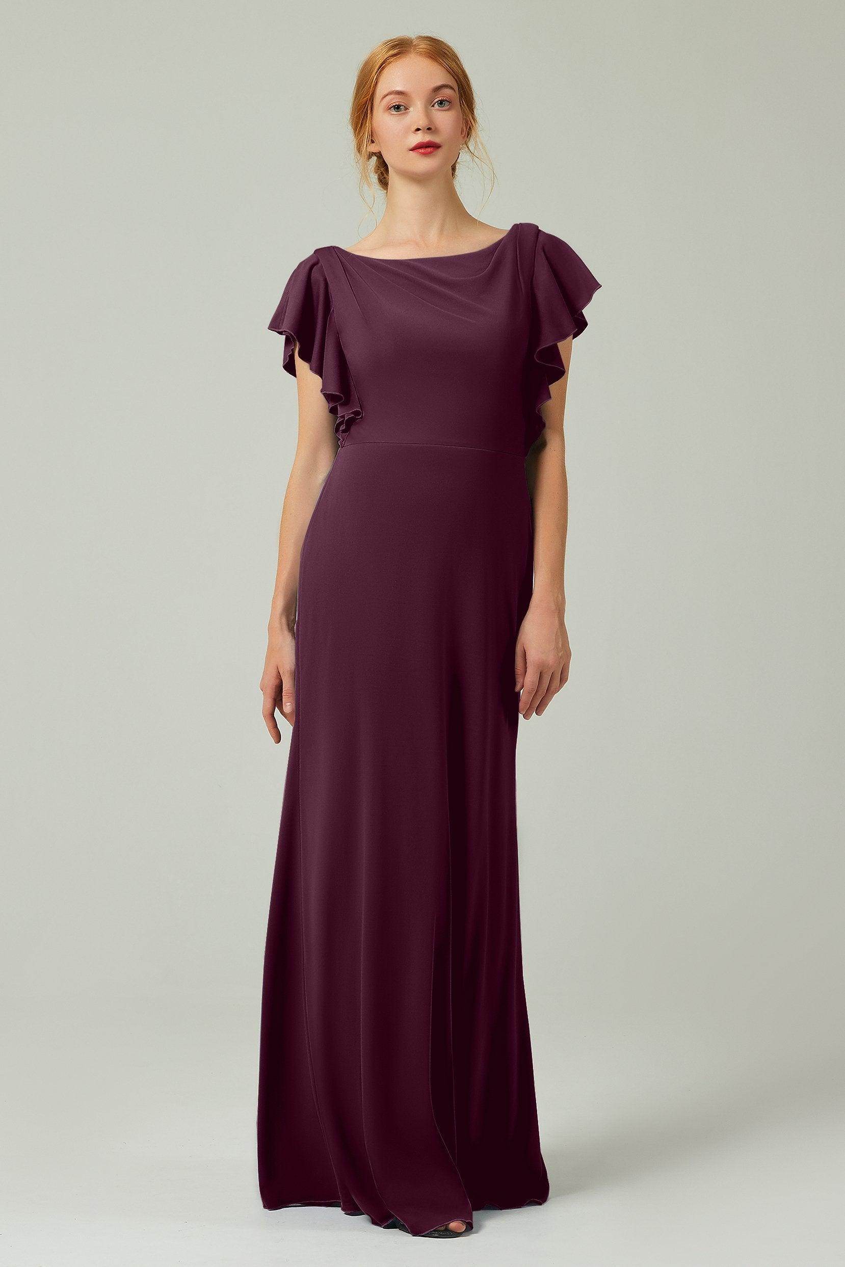 Sheath-Column Floor Length Chiffon Bridesmaid Dress Formal Dresses CB0357