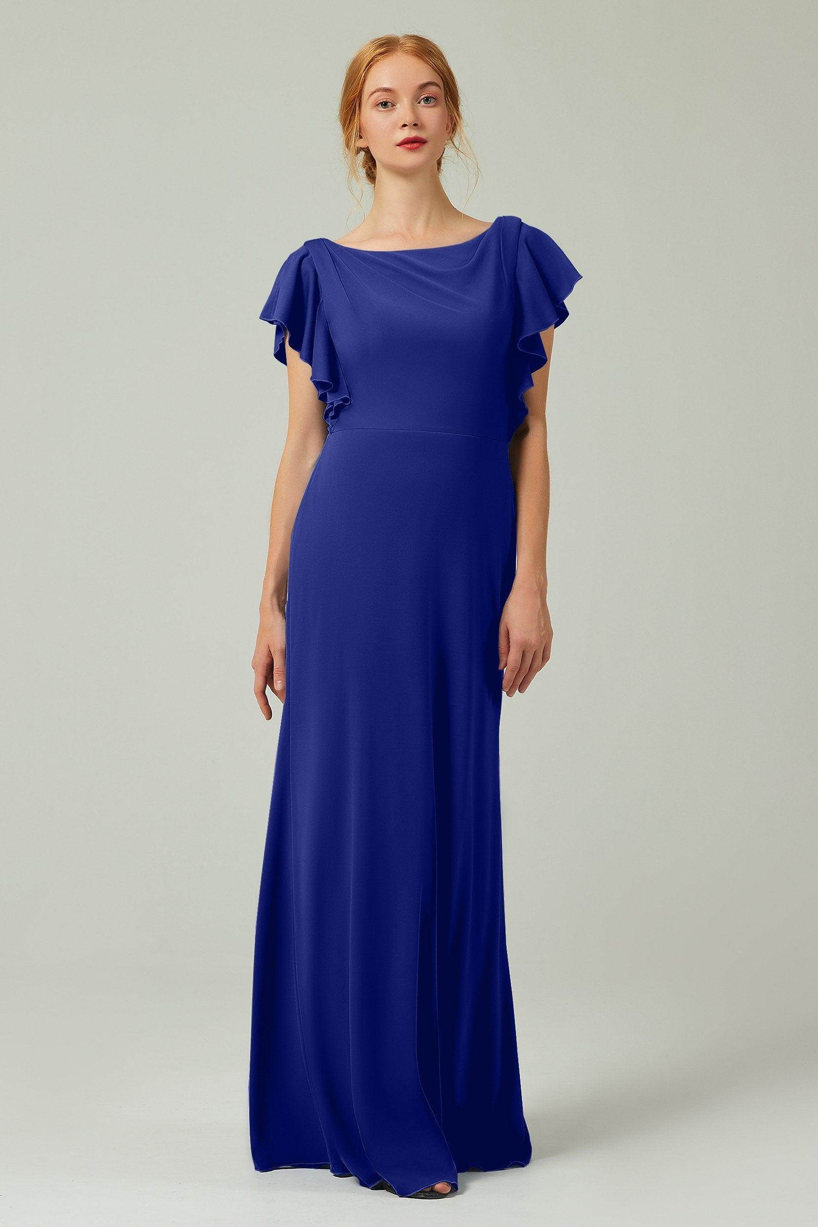 Sheath-Column Floor Length Chiffon Bridesmaid Dress Formal Dresses CB0357