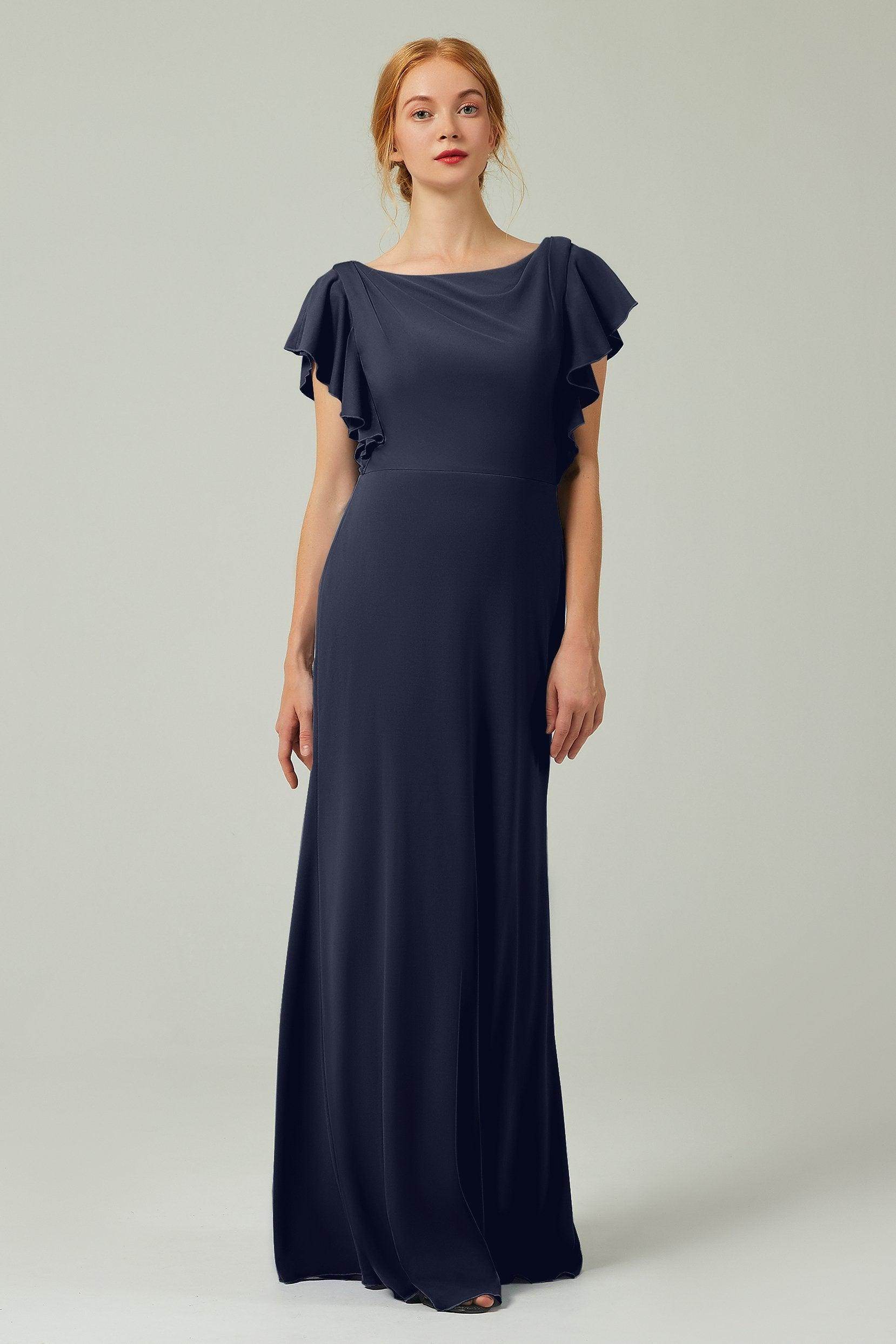 Sheath-Column Floor Length Chiffon Bridesmaid Dress Formal Dresses CB0357