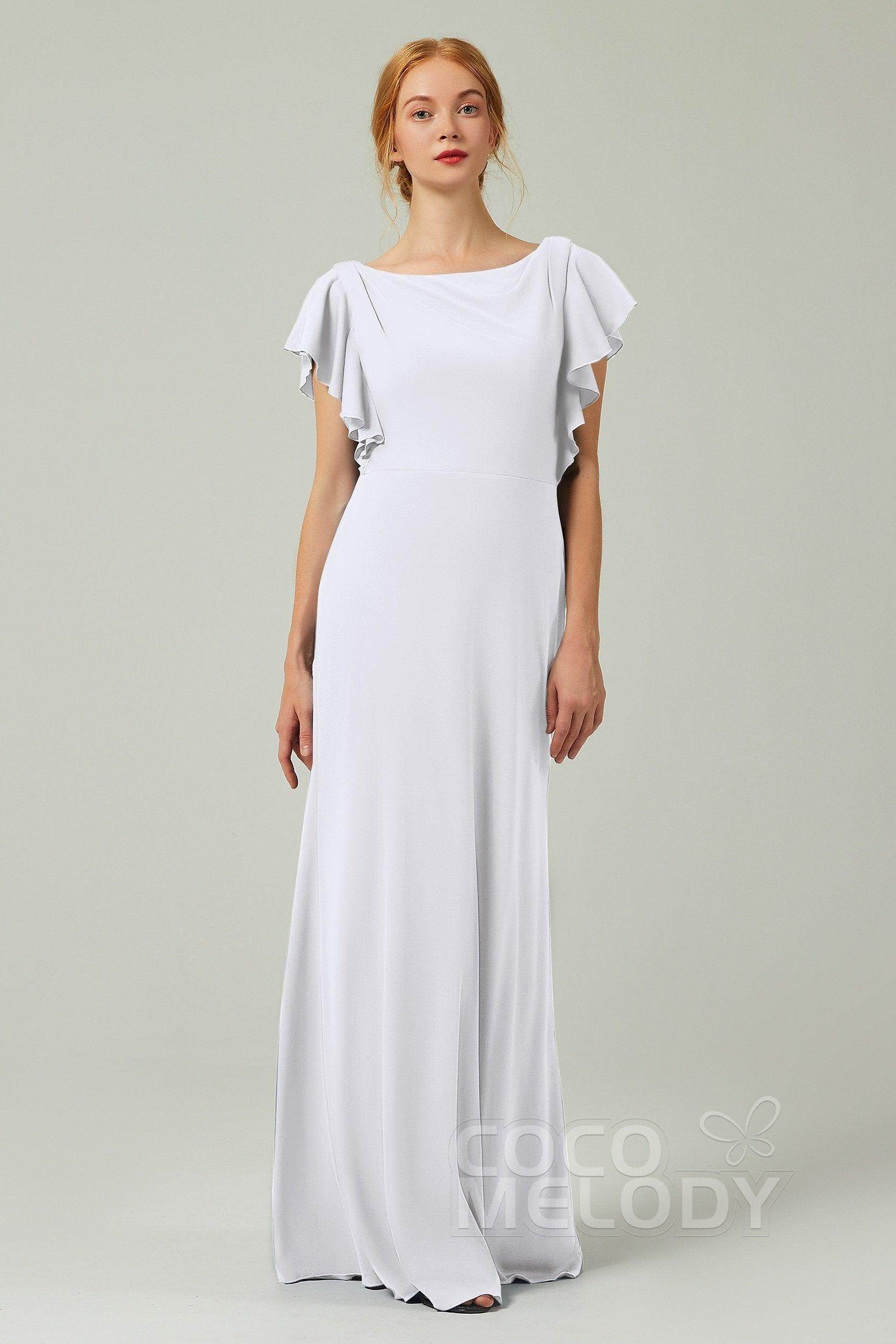 Sheath-Column Floor Length Chiffon Bridesmaid Dress Formal Dresses CB0357