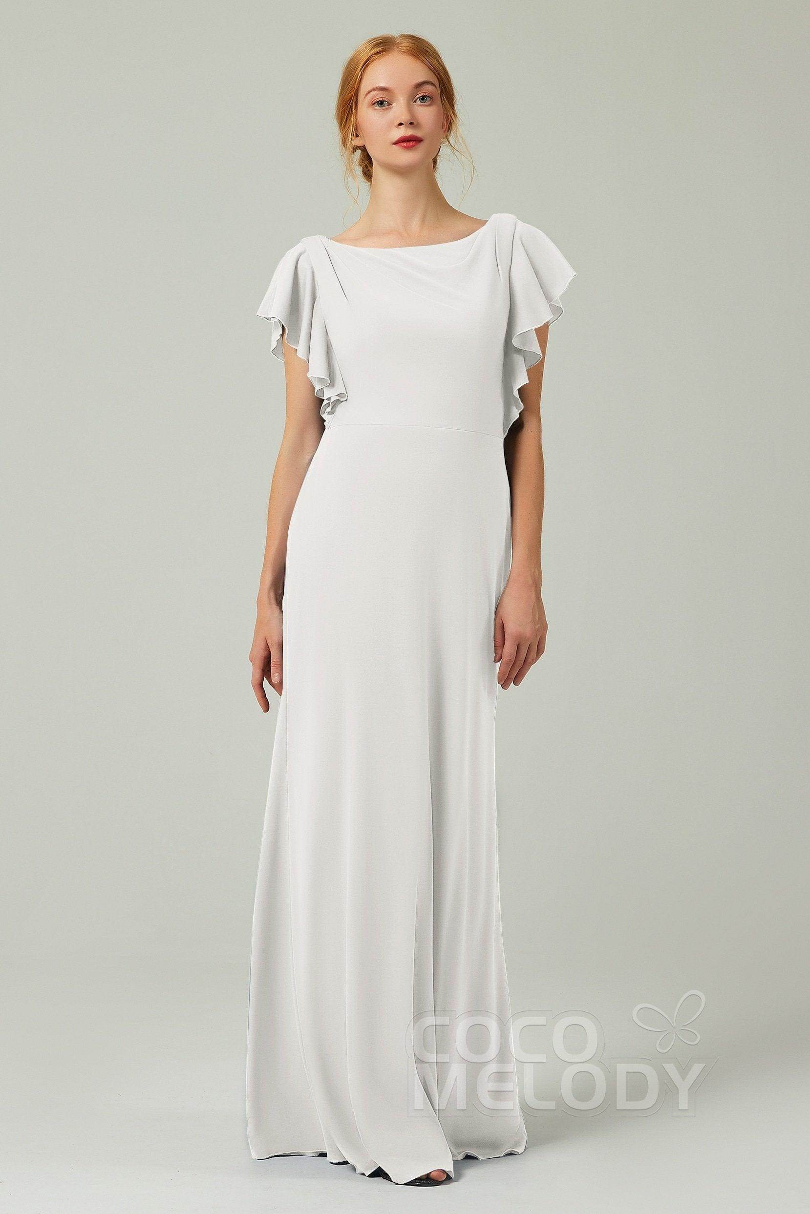 Sheath-Column Floor Length Chiffon Bridesmaid Dress Formal Dresses CB0357