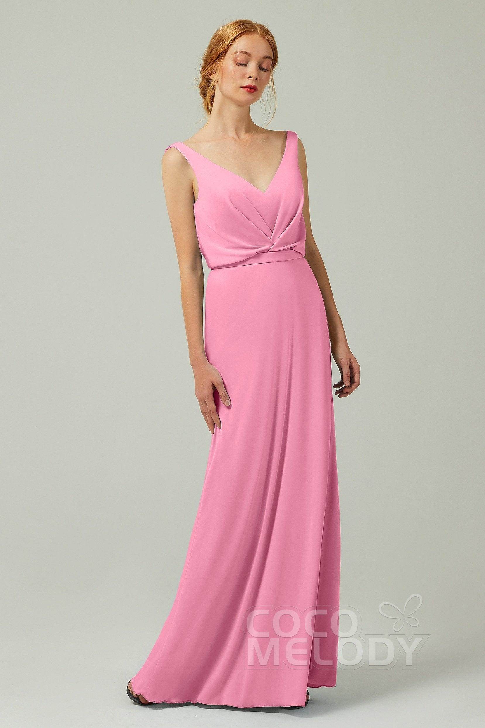 Sheath-Column Floor Length Chiffon Bridesmaid Dress Formal Dresses CB0358