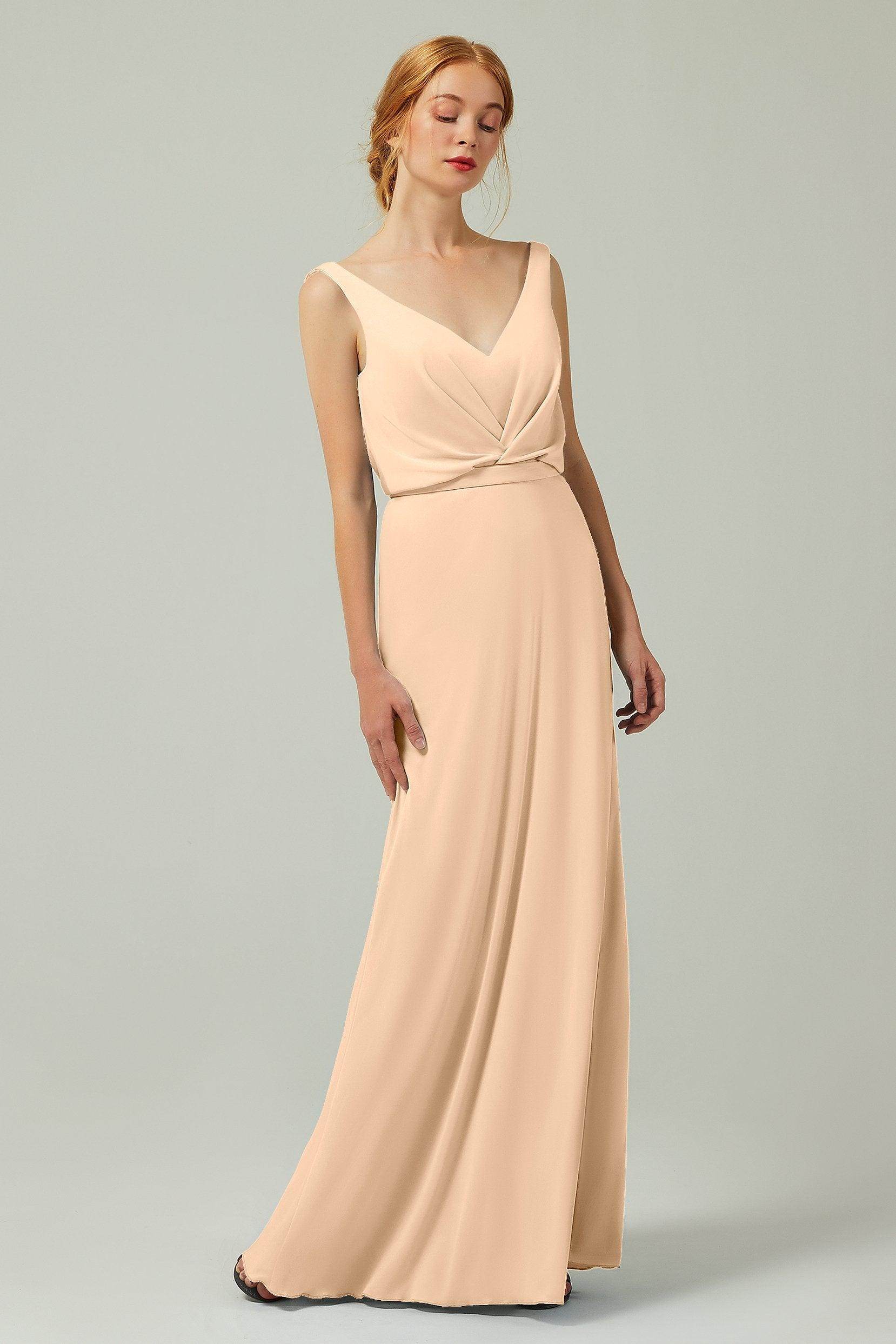 Sheath-Column Floor Length Chiffon Bridesmaid Dress Formal Dresses CB0358