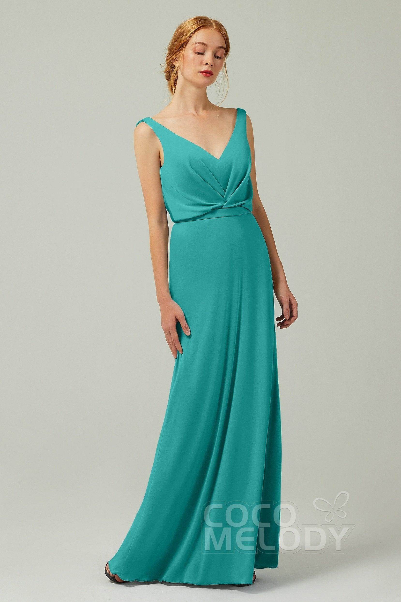 Sheath-Column Floor Length Chiffon Bridesmaid Dress Formal Dresses CB0358
