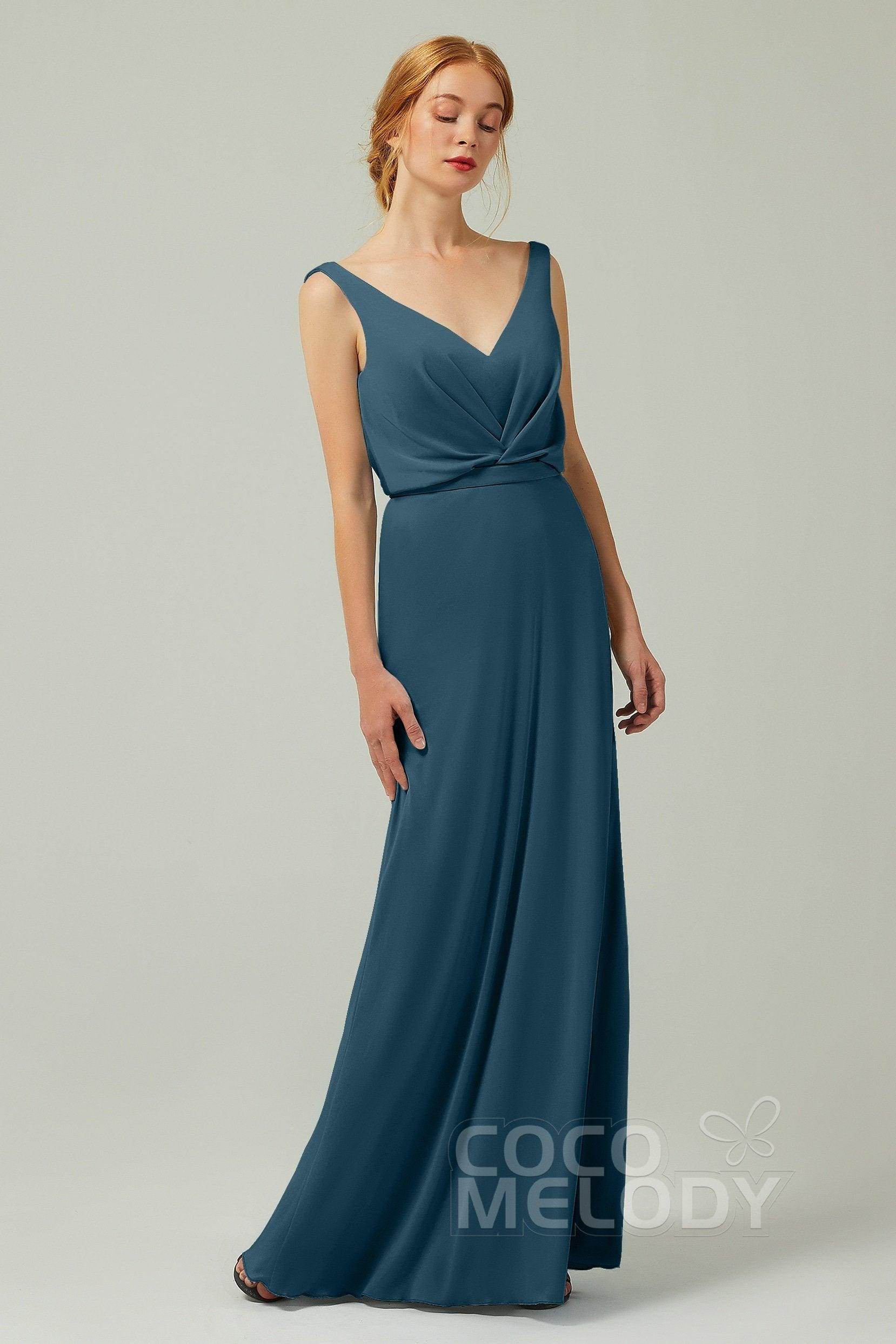 Sheath-Column Floor Length Chiffon Bridesmaid Dress Formal Dresses CB0358