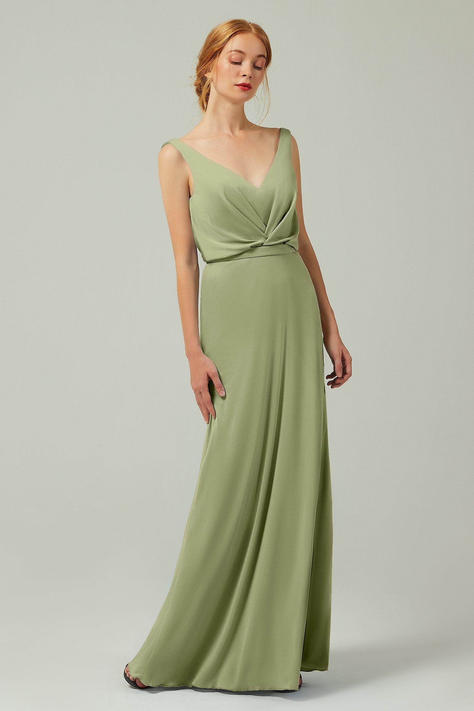 Sheath-Column Floor Length Chiffon Bridesmaid Dress Formal Dresses CB0358