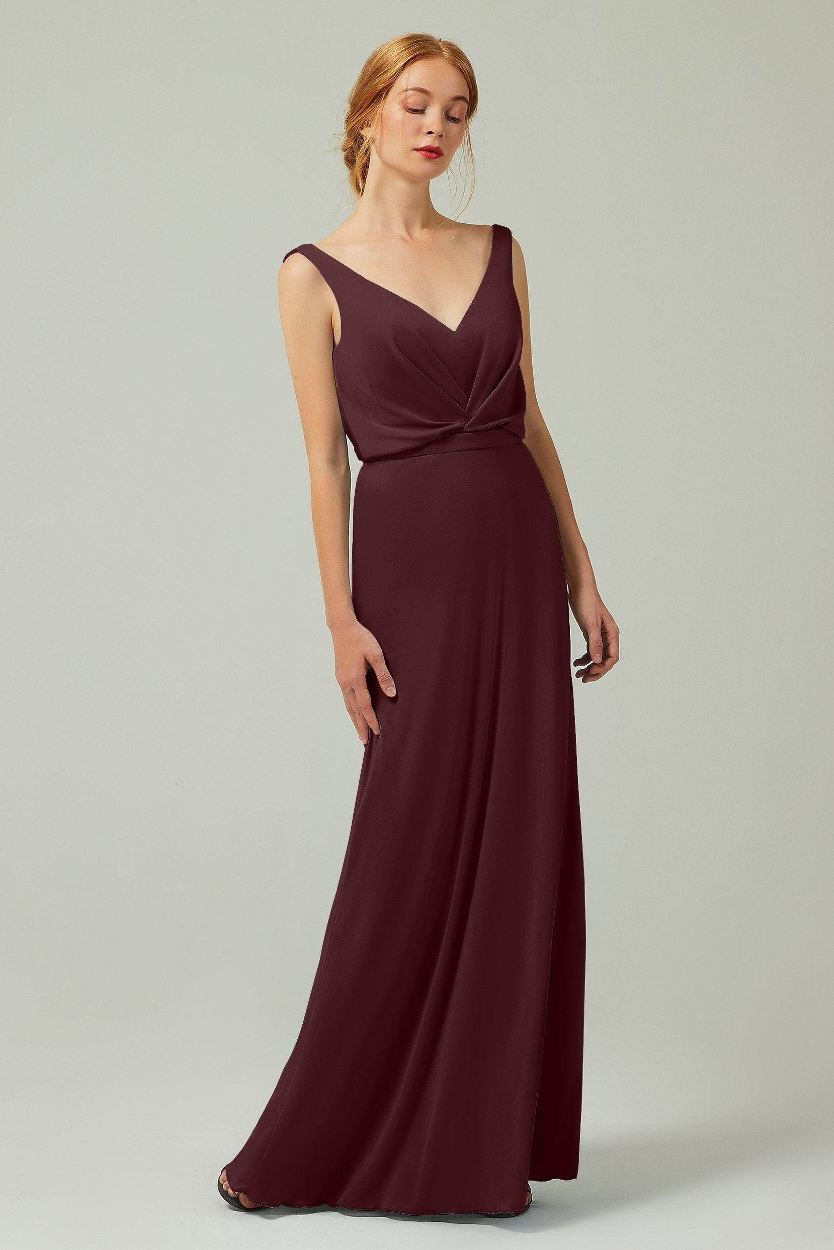 Sheath-Column Floor Length Chiffon Bridesmaid Dress Formal Dresses CB0358