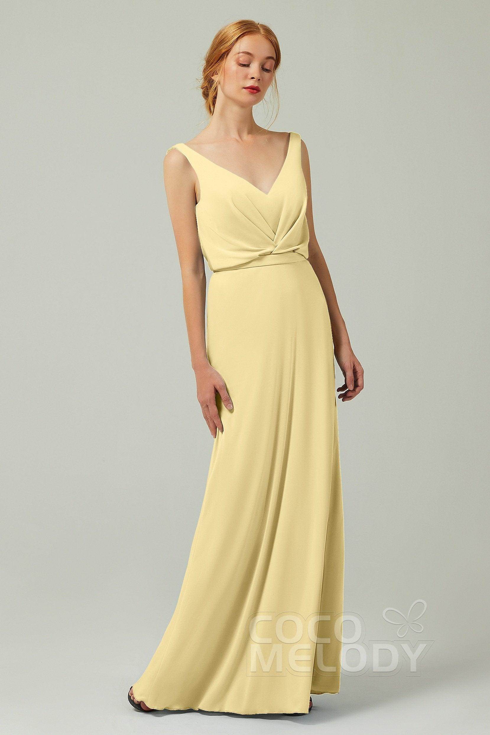 Sheath-Column Floor Length Chiffon Bridesmaid Dress Formal Dresses CB0358