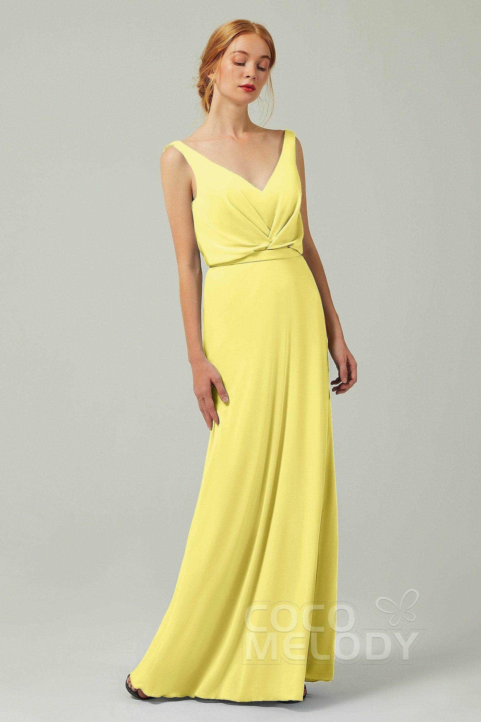 Sheath-Column Floor Length Chiffon Bridesmaid Dress Formal Dresses CB0358