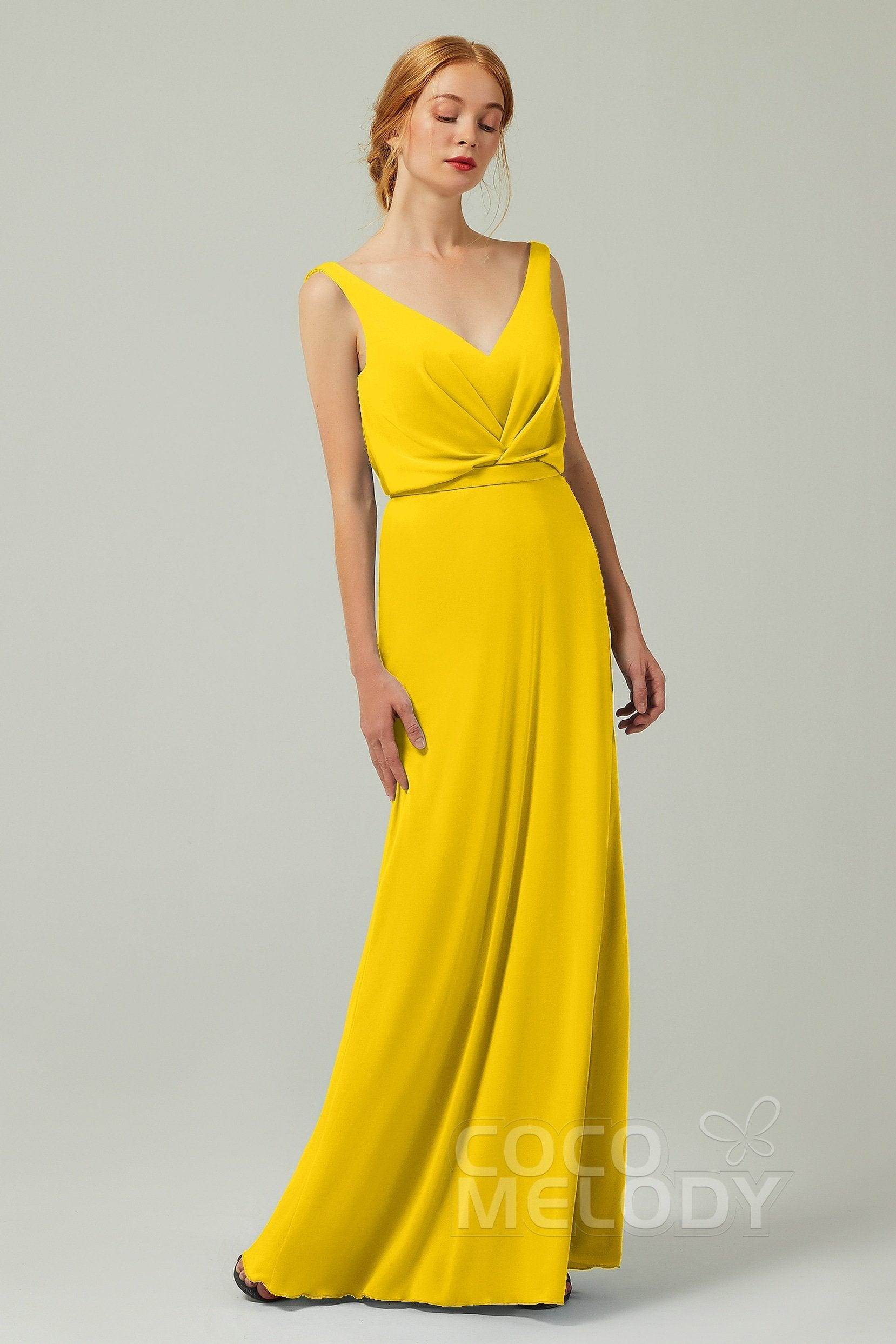 Sheath-Column Floor Length Chiffon Bridesmaid Dress Formal Dresses CB0358