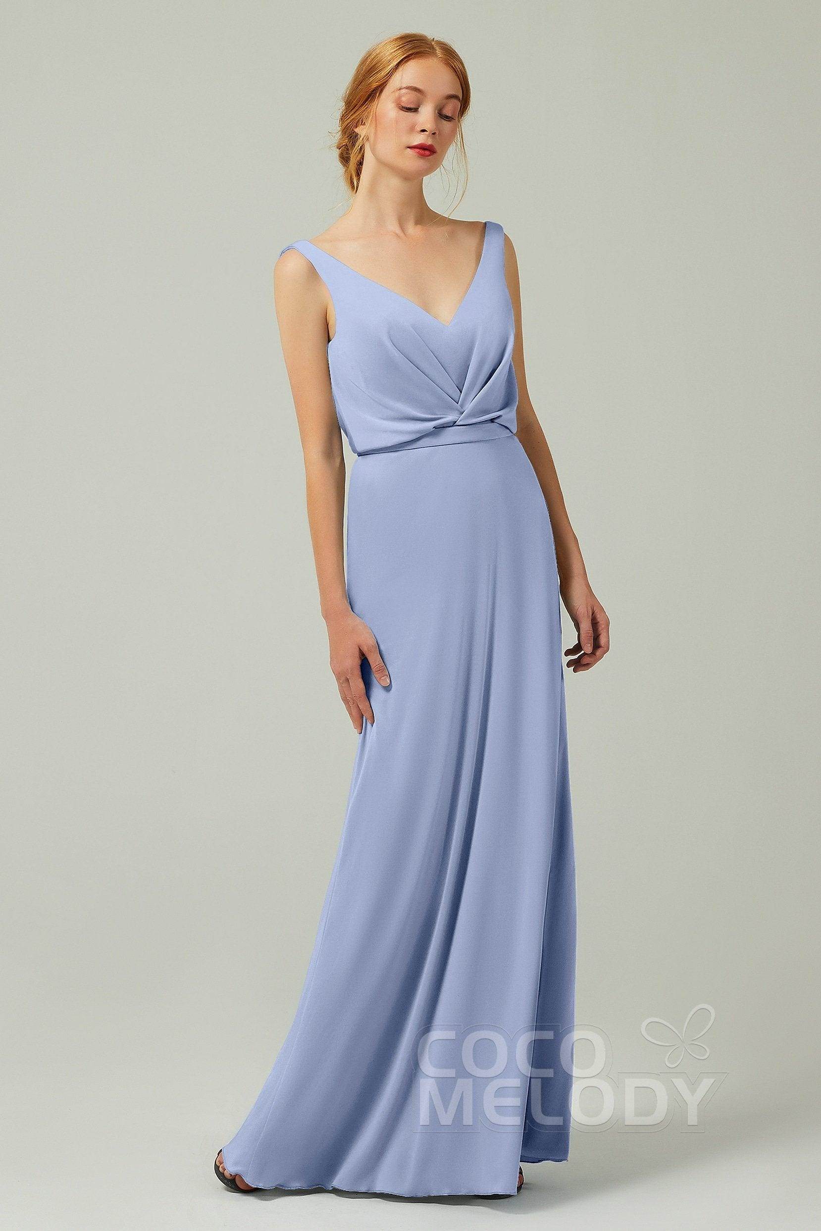 Sheath-Column Floor Length Chiffon Bridesmaid Dress Formal Dresses CB0358