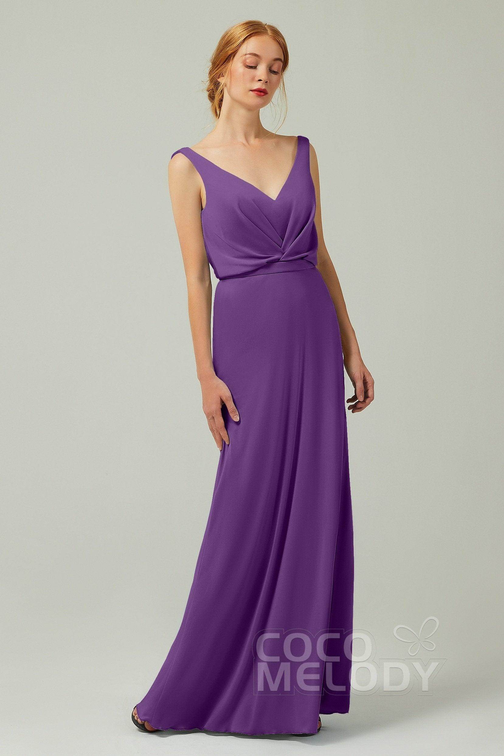 Sheath-Column Floor Length Chiffon Bridesmaid Dress Formal Dresses CB0358