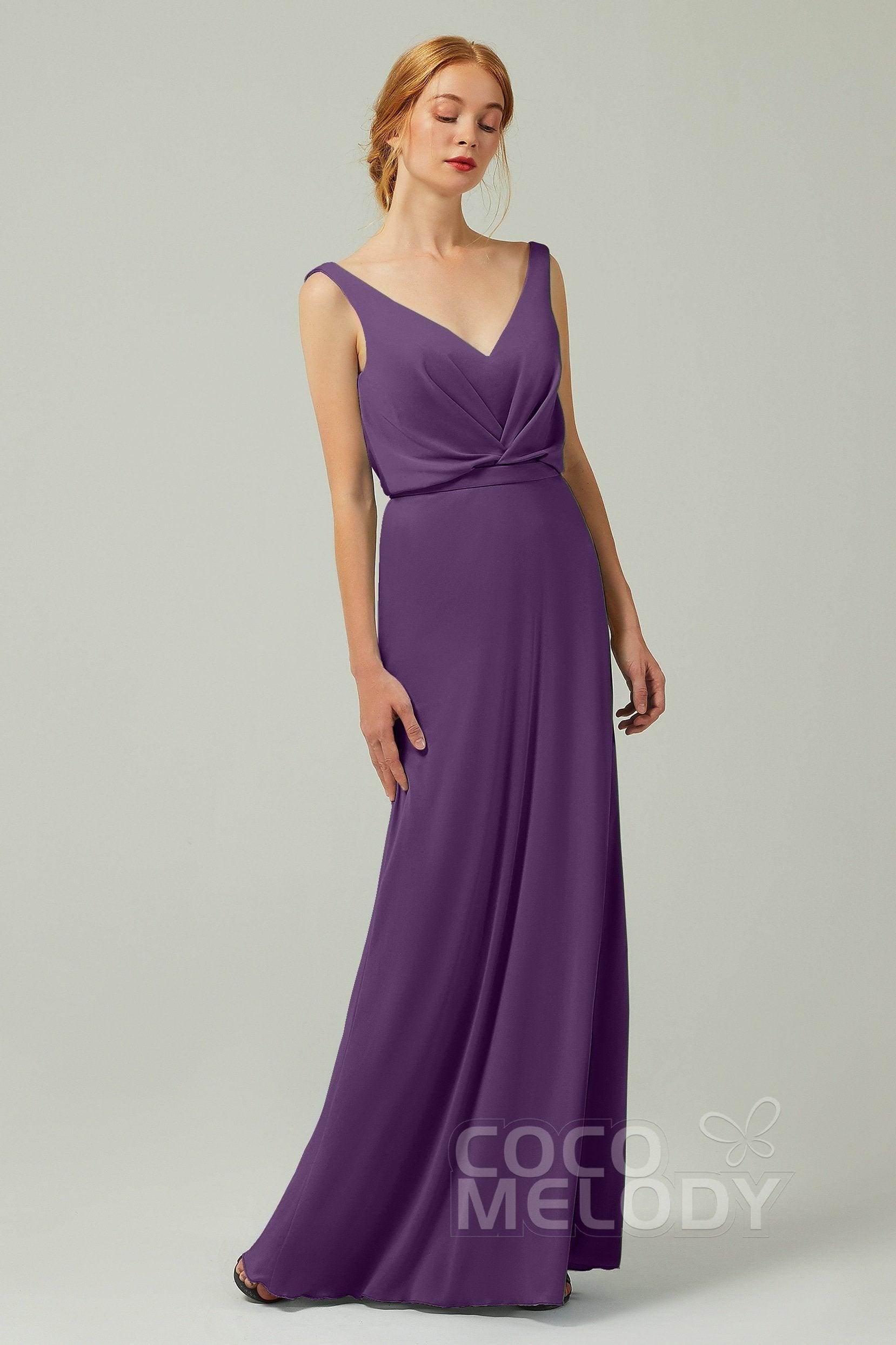 Sheath-Column Floor Length Chiffon Bridesmaid Dress Formal Dresses CB0358