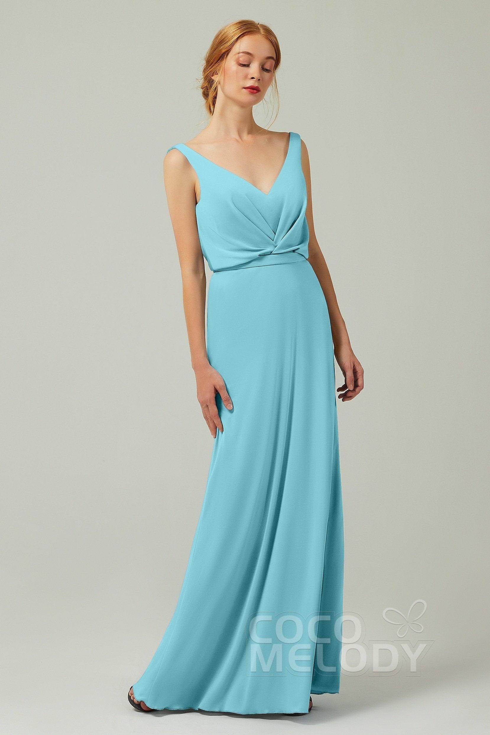 Sheath-Column Floor Length Chiffon Bridesmaid Dress Formal Dresses CB0358