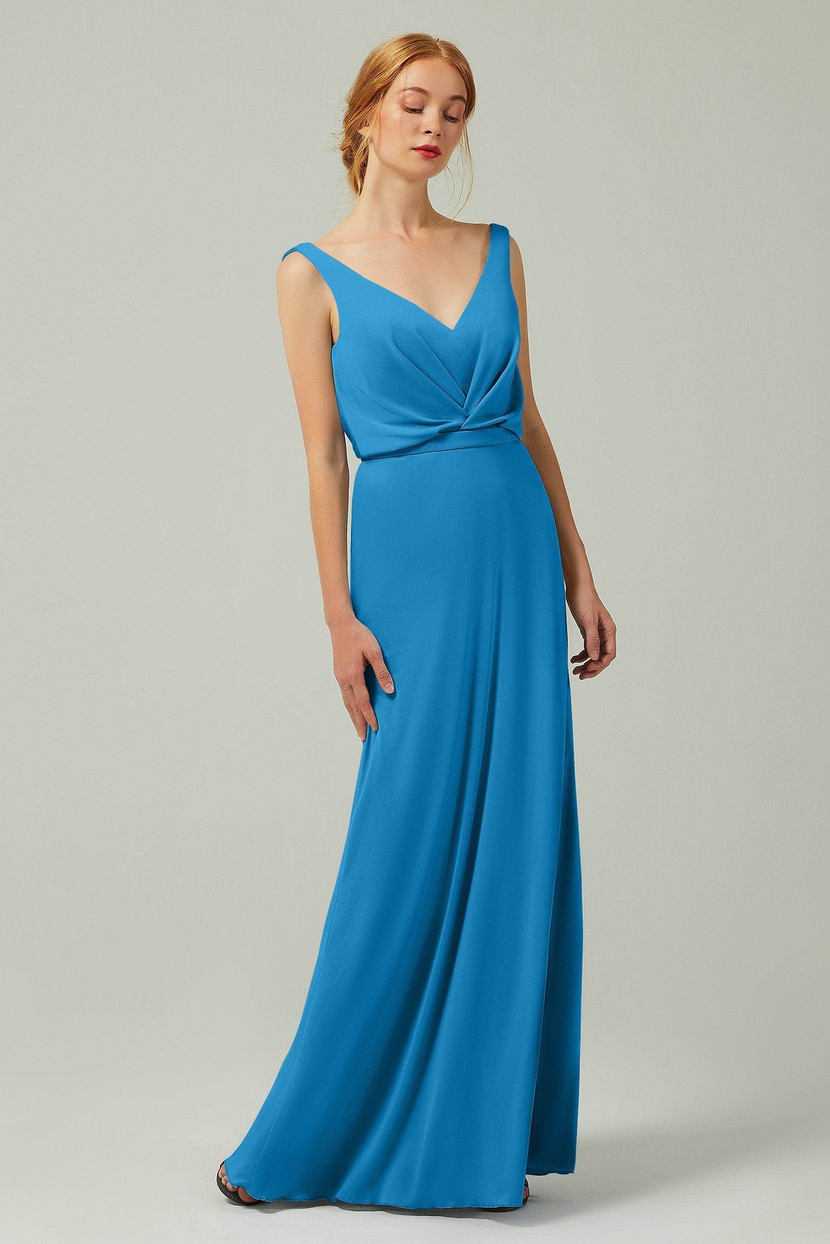 Sheath-Column Floor Length Chiffon Bridesmaid Dress Formal Dresses CB0358