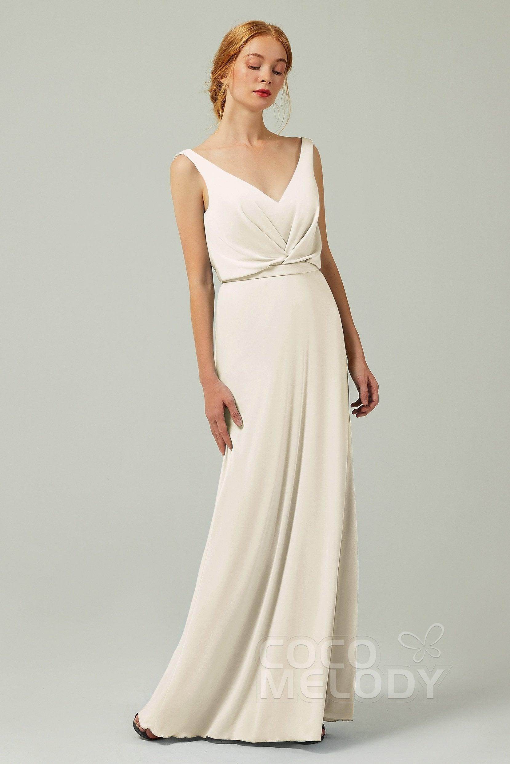 Sheath-Column Floor Length Chiffon Bridesmaid Dress Formal Dresses CB0358