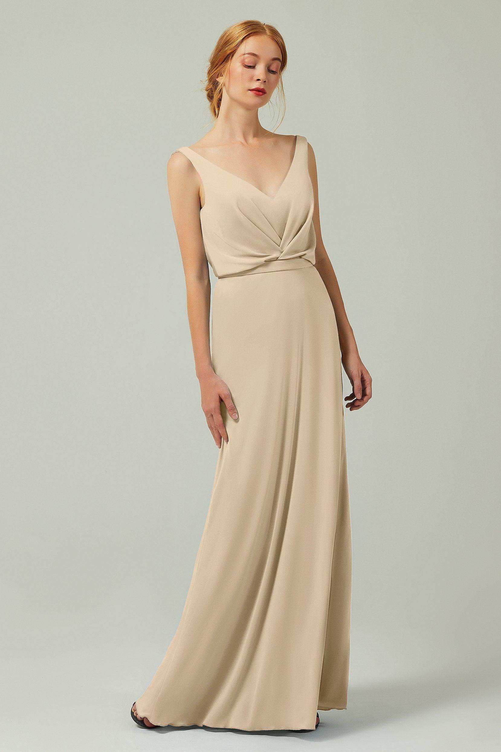 Sheath-Column Floor Length Chiffon Bridesmaid Dress Formal Dresses CB0358