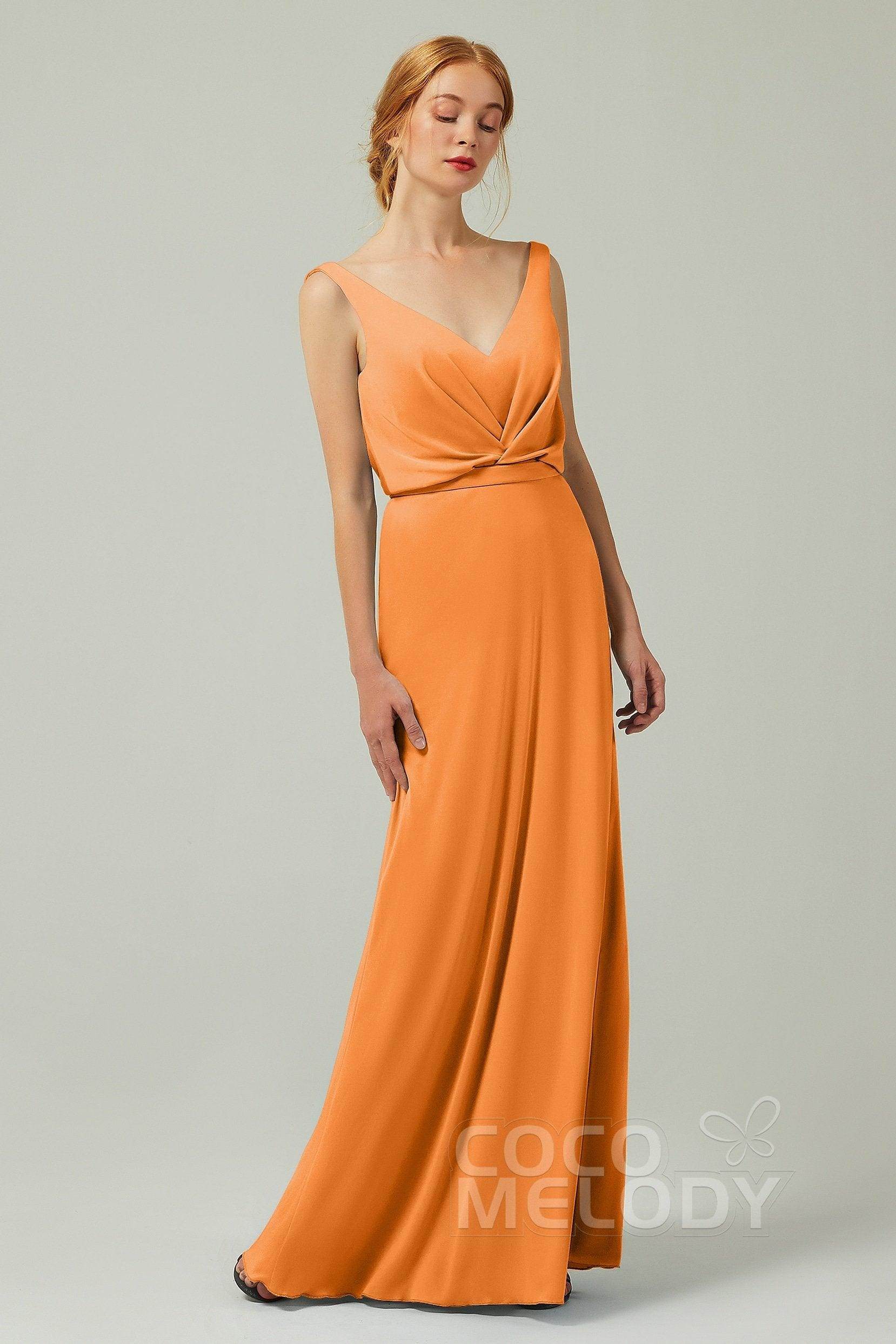 Sheath-Column Floor Length Chiffon Bridesmaid Dress Formal Dresses CB0358