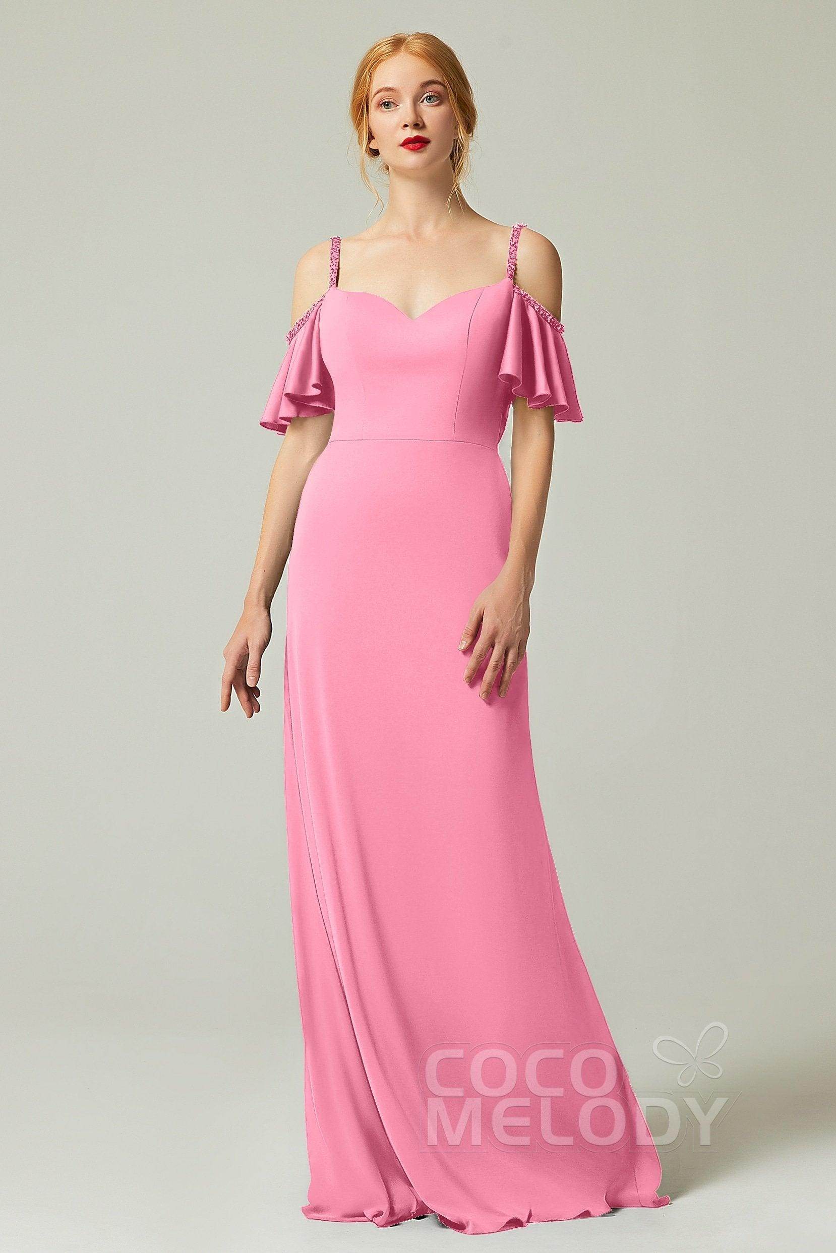 Sheath-Column Sweep Train Chiffon Bridesmaid Dress Formal Dresses CB0359