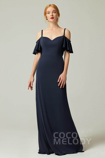 Sheath-Column Sweep Train Chiffon Bridesmaid Dress Formal Dresses CB0359