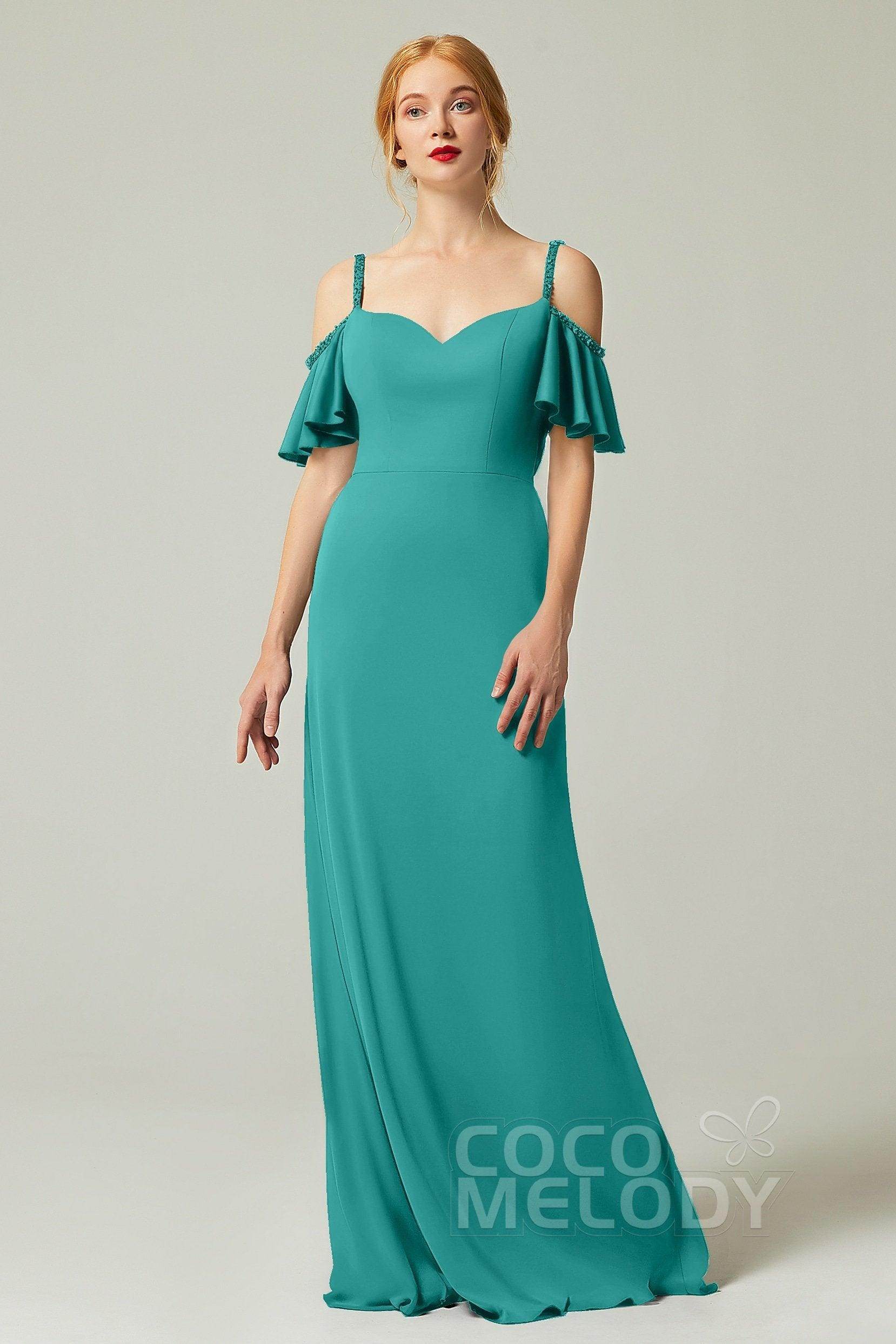 Sheath-Column Sweep Train Chiffon Bridesmaid Dress Formal Dresses CB0359