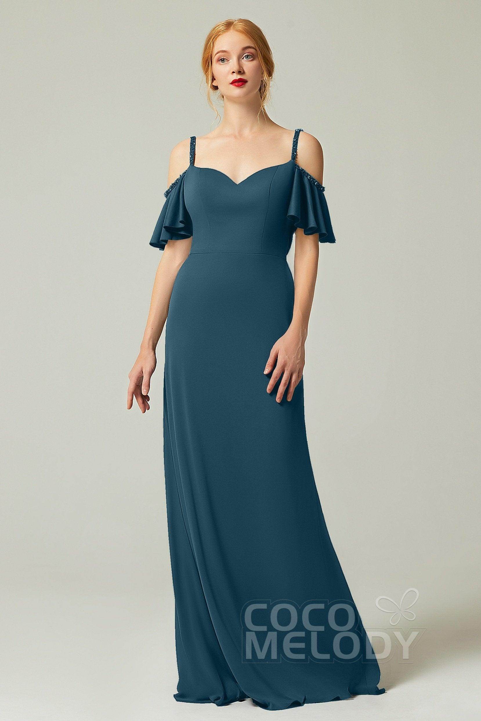 Sheath-Column Sweep Train Chiffon Bridesmaid Dress Formal Dresses CB0359
